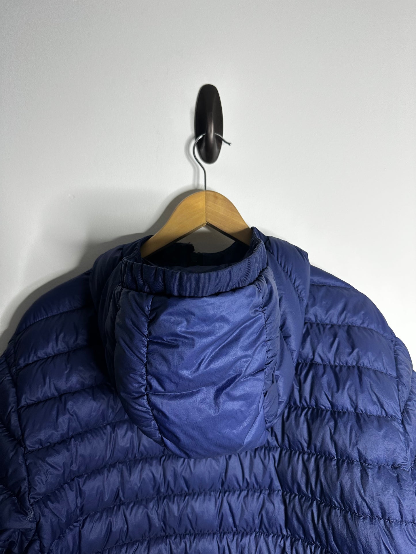 Stone Island Blue Garment Dyed Micro Yarn Down Hooded Jacket - Large