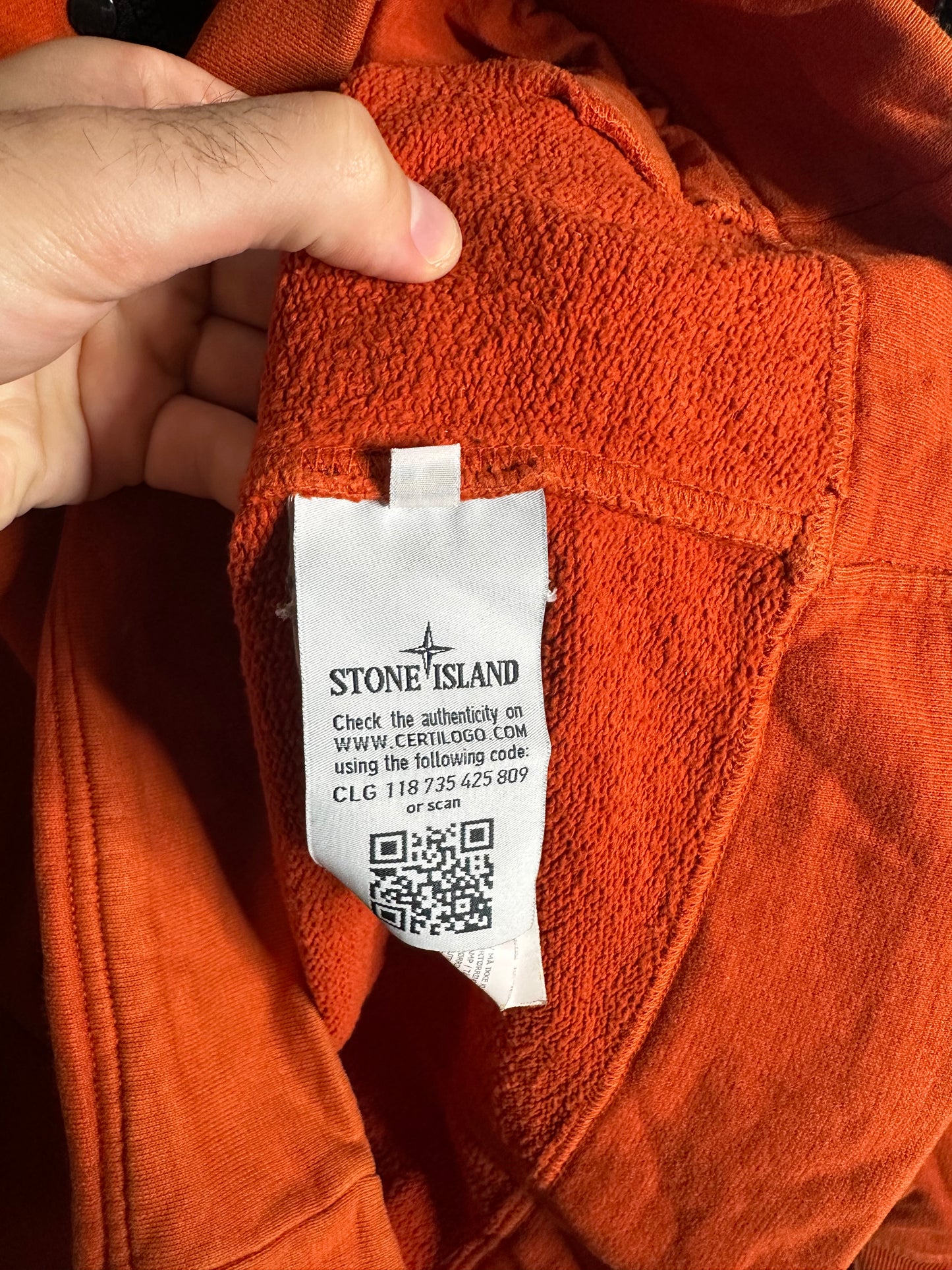 Stone Island Orange 1/4 Zip Jumper - Large