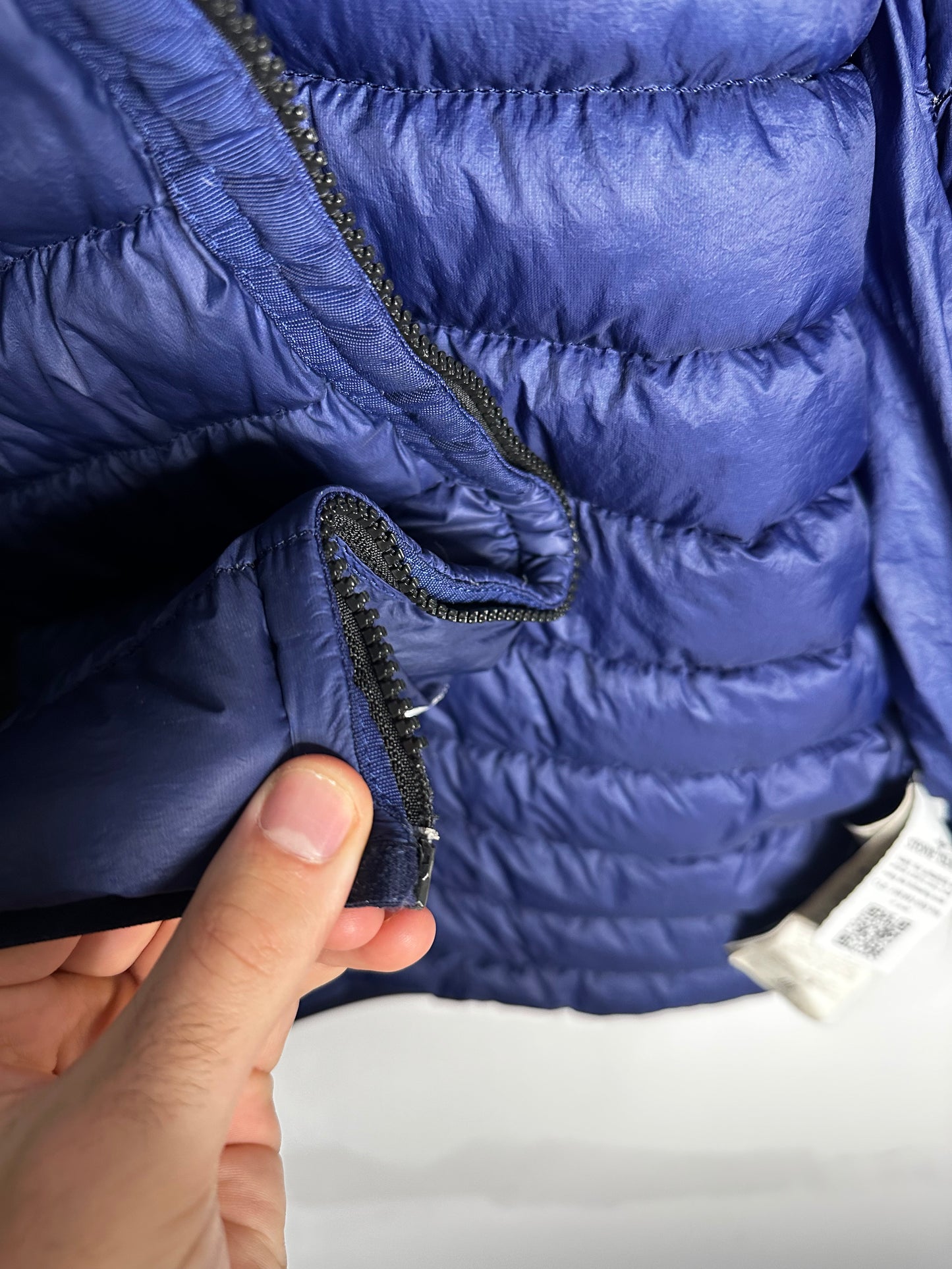 Stone Island Blue Garment Dyed Micro Yarn Down Hooded Jacket - Large