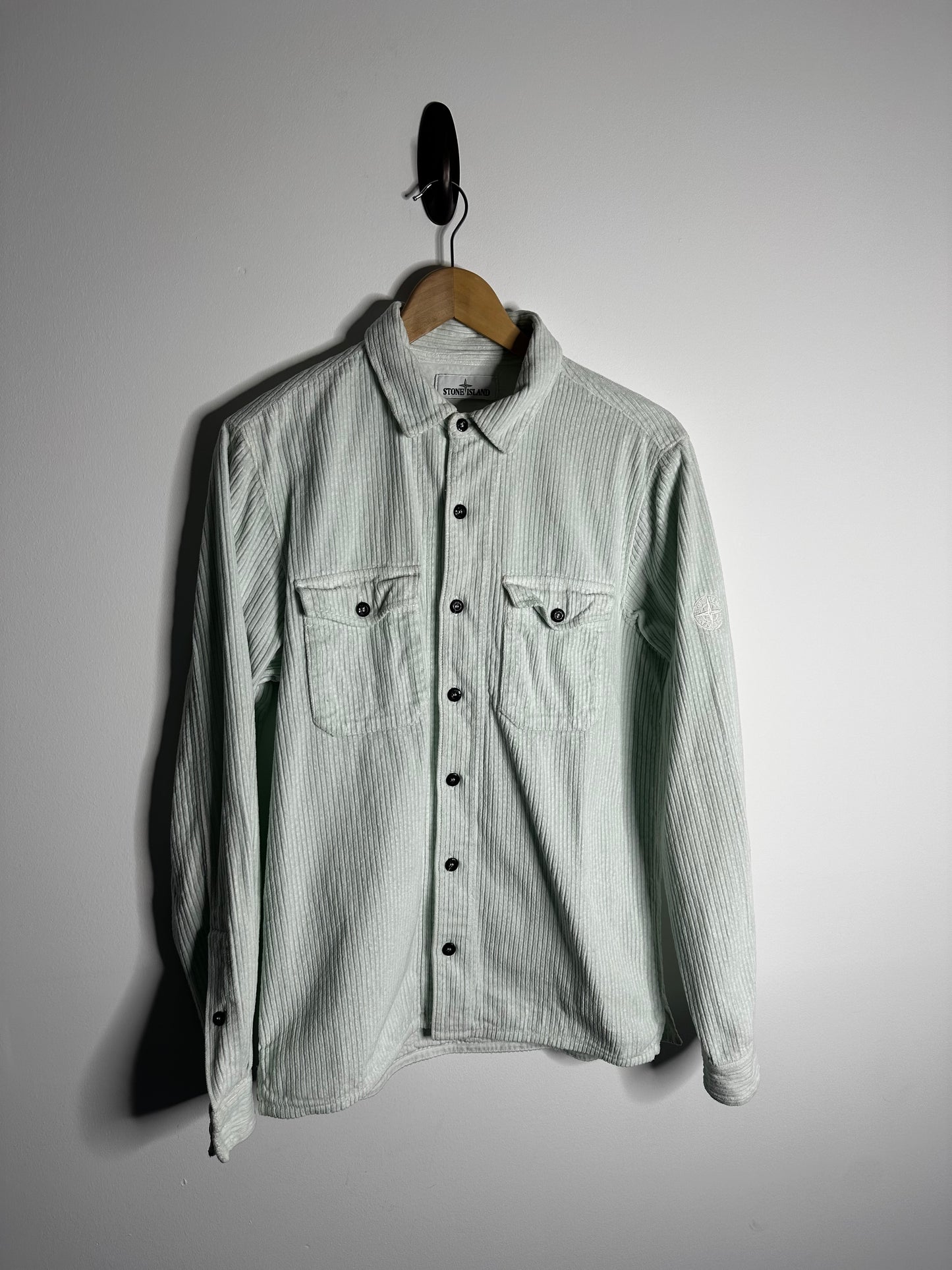 Stone Island Mint Blue Corduroy Overshirt - Medium