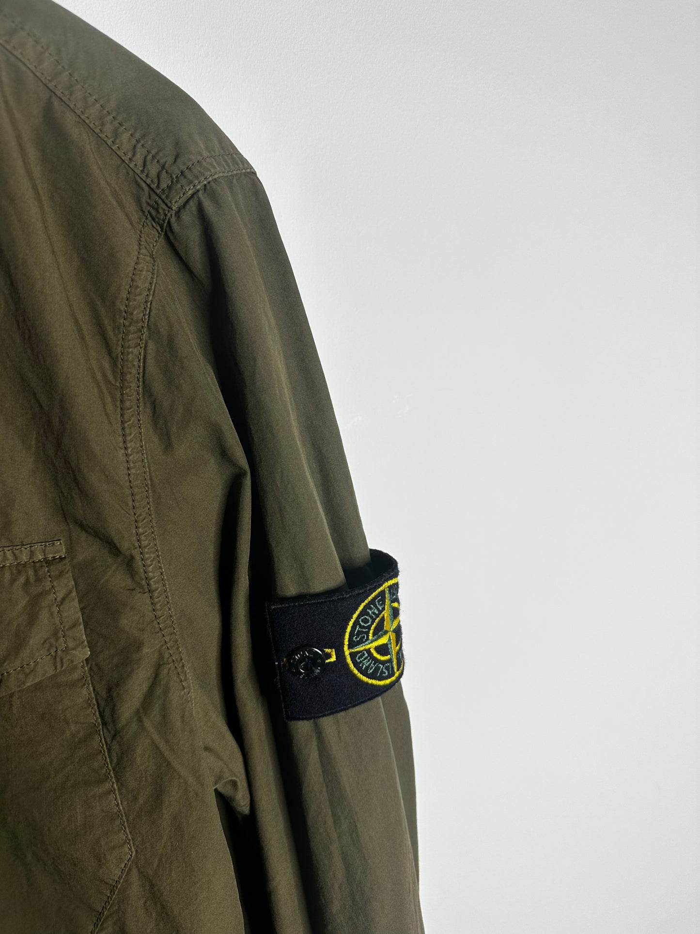 Stone Island Khaki Button Fasten Overshirt - Large