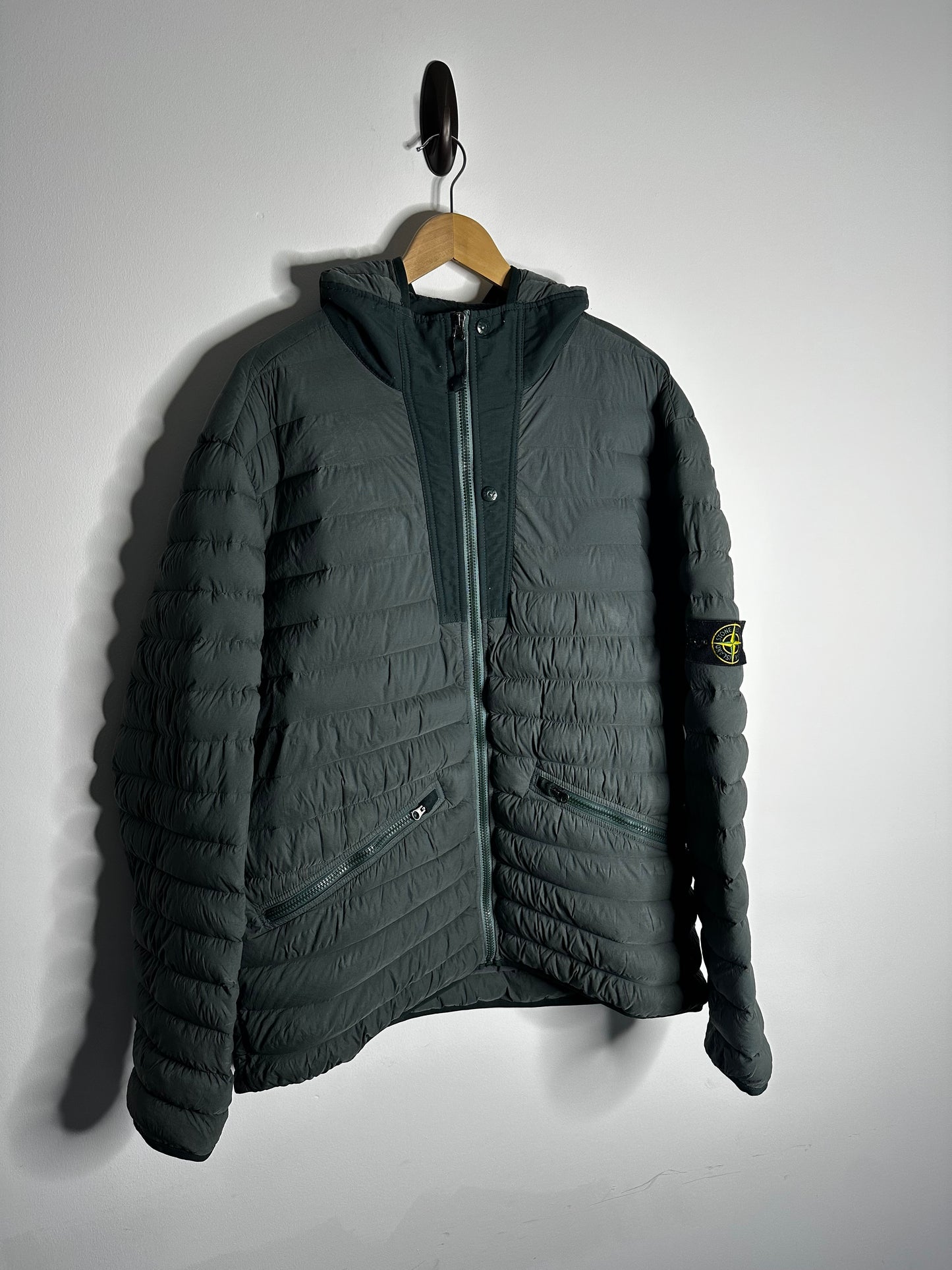 Stone Island Green Loom Woven Down Chambers Puffer Jacket - XXXL