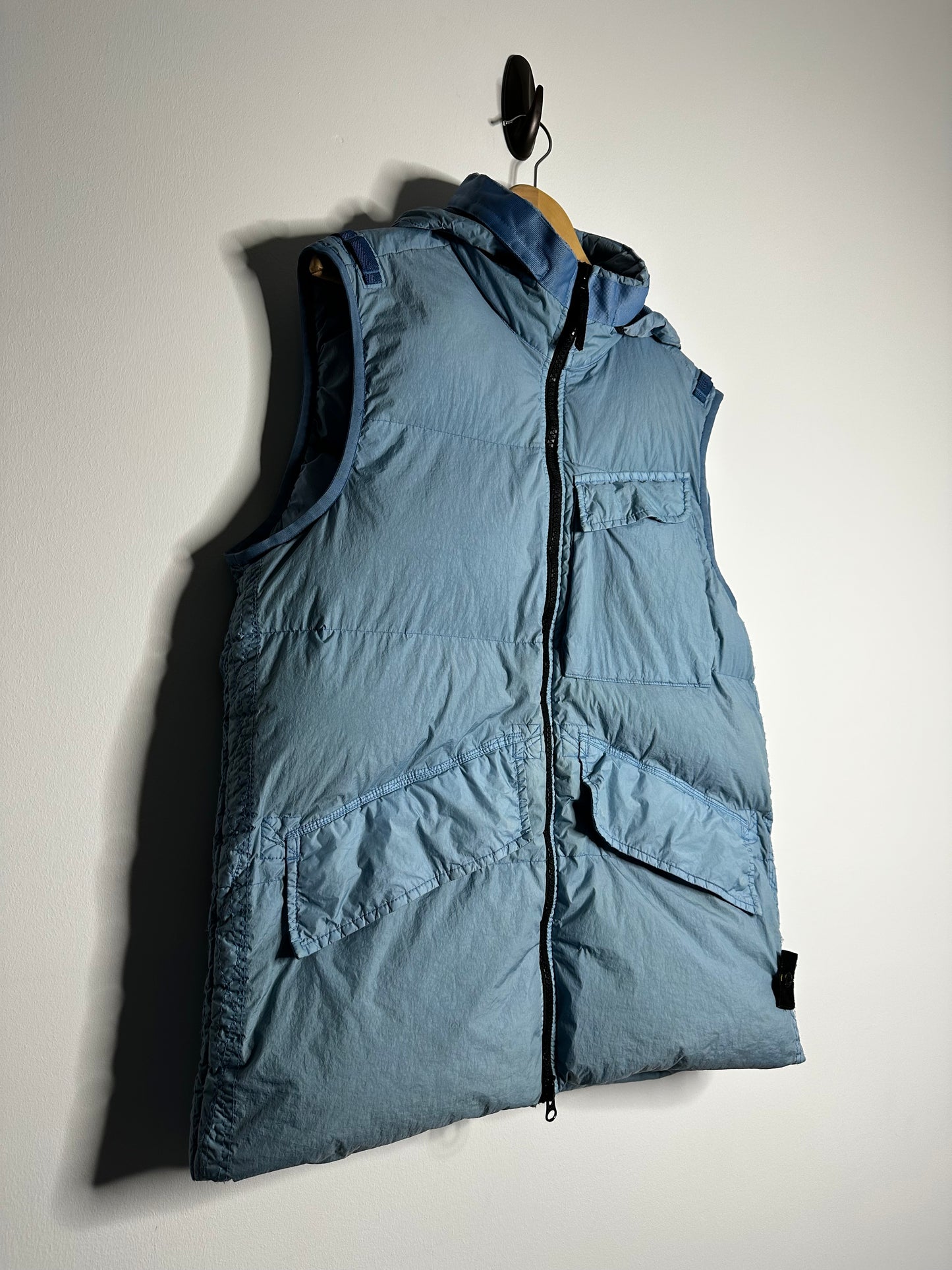 Stone Island Blue Crinkle Reps R-NY Down Gilet - Medium
