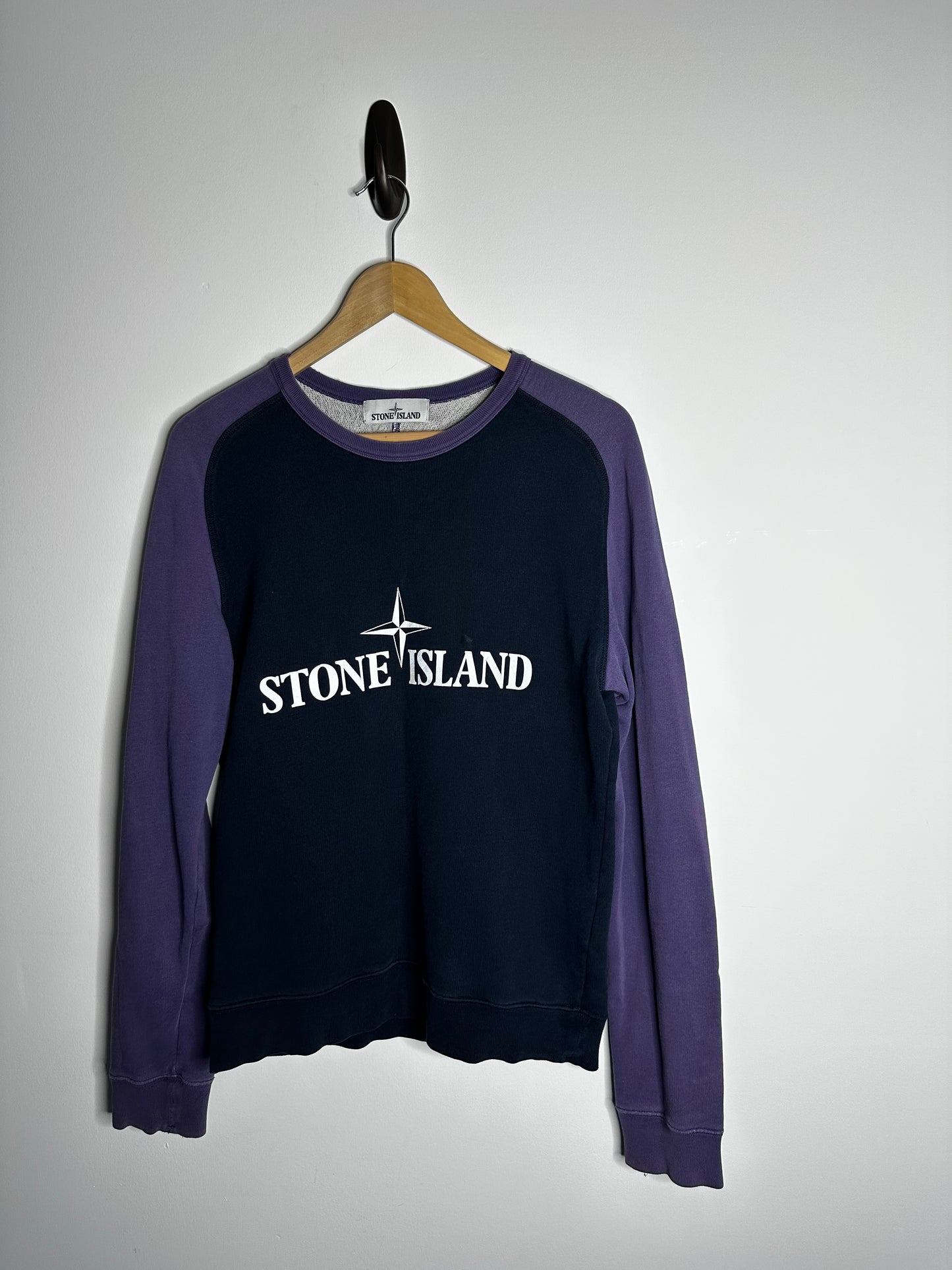 Stone Island Navy Reflective Text Sweatshirt - Medium
