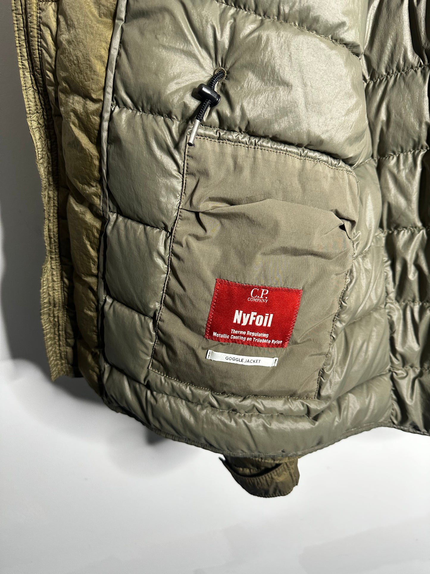 C.P. Company Khaki Nyfoil Utility Watchviewer Mille Goggle Down Jacket - Large