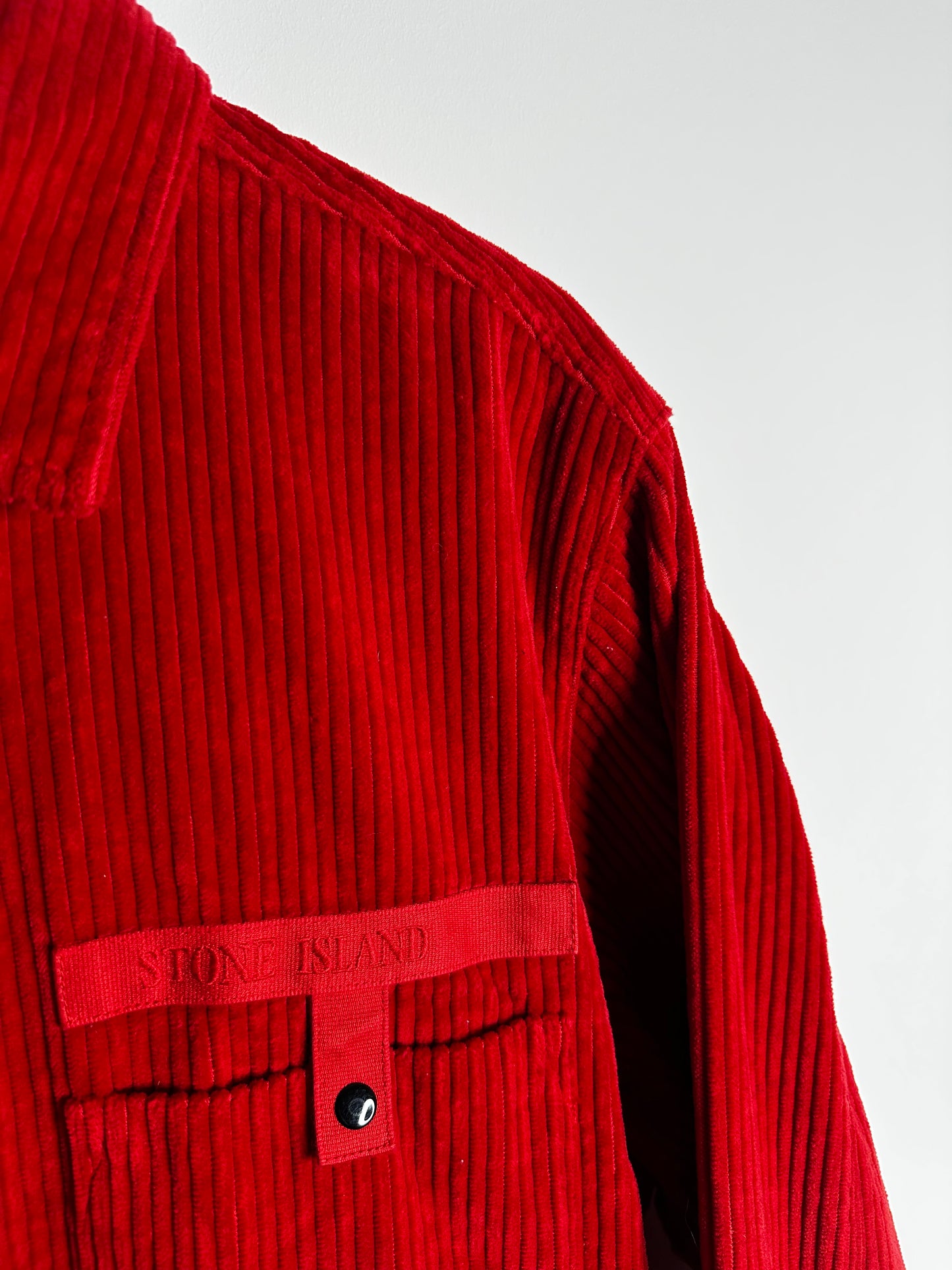 Stone Island Red Corduroy Overshirt - Large