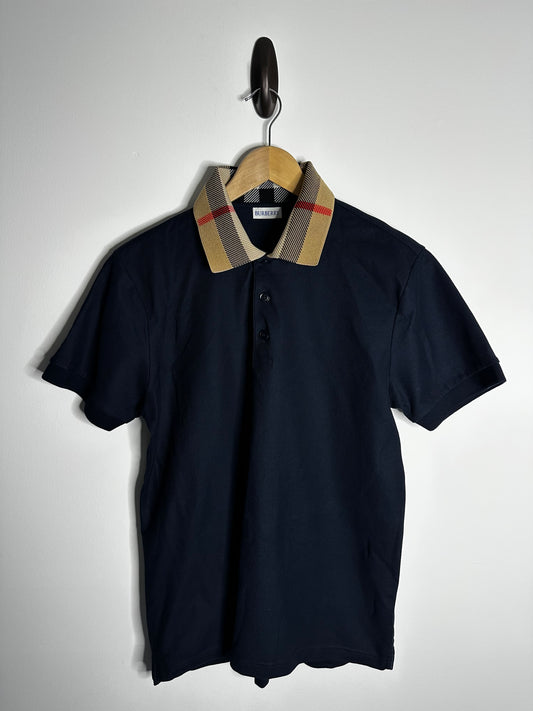 Burberry Smoked Navy Nova Check Collar Polo Shirt - Medium