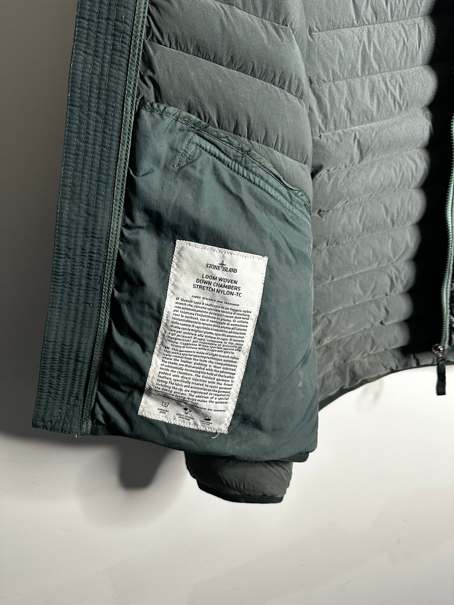 Stone Island Green Loom Woven Down Chambers Puffer Jacket - XXXL