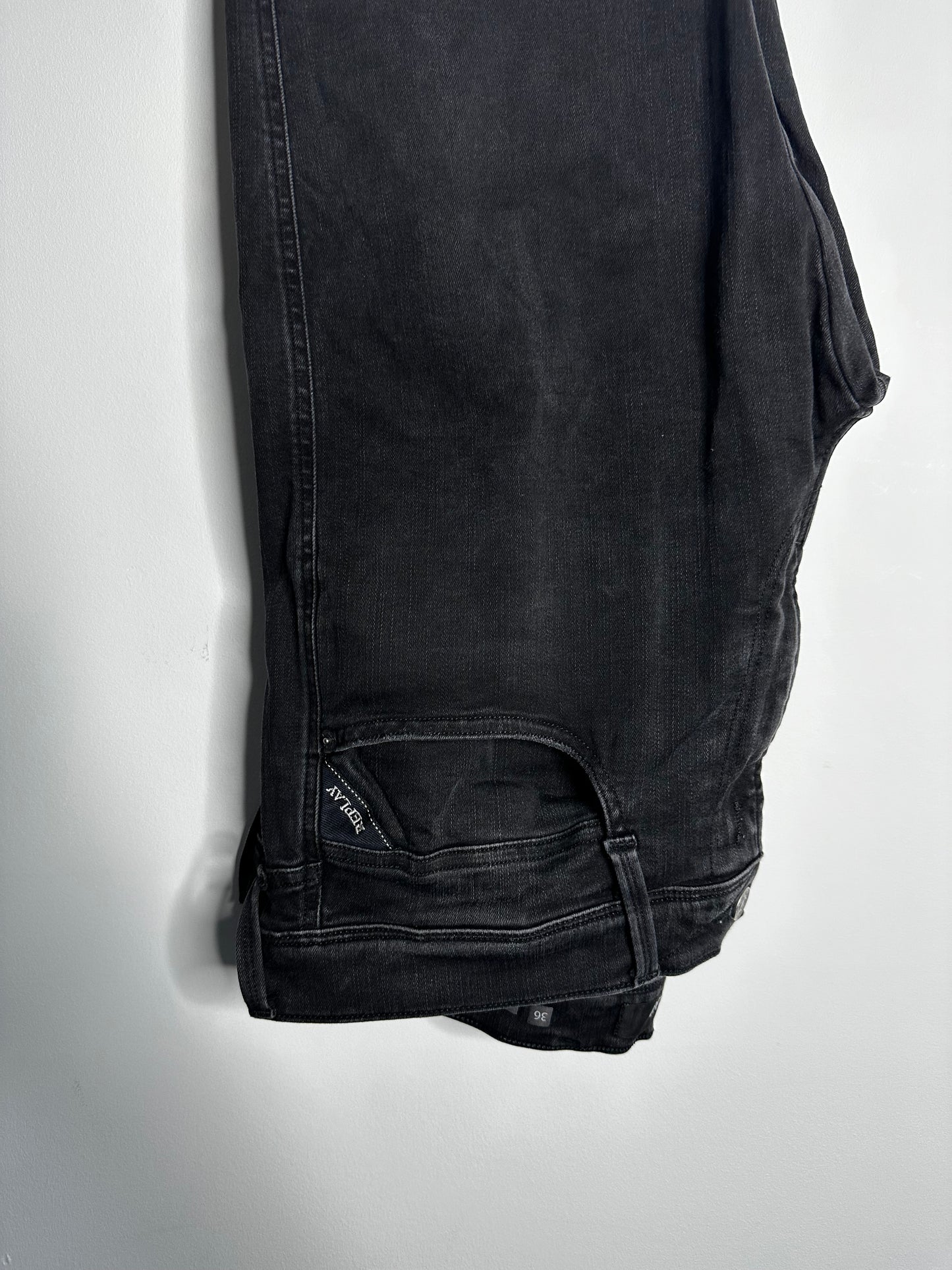 Replay Black Anbass Hyperflex Jeans - 36 Waist / 32 Leg