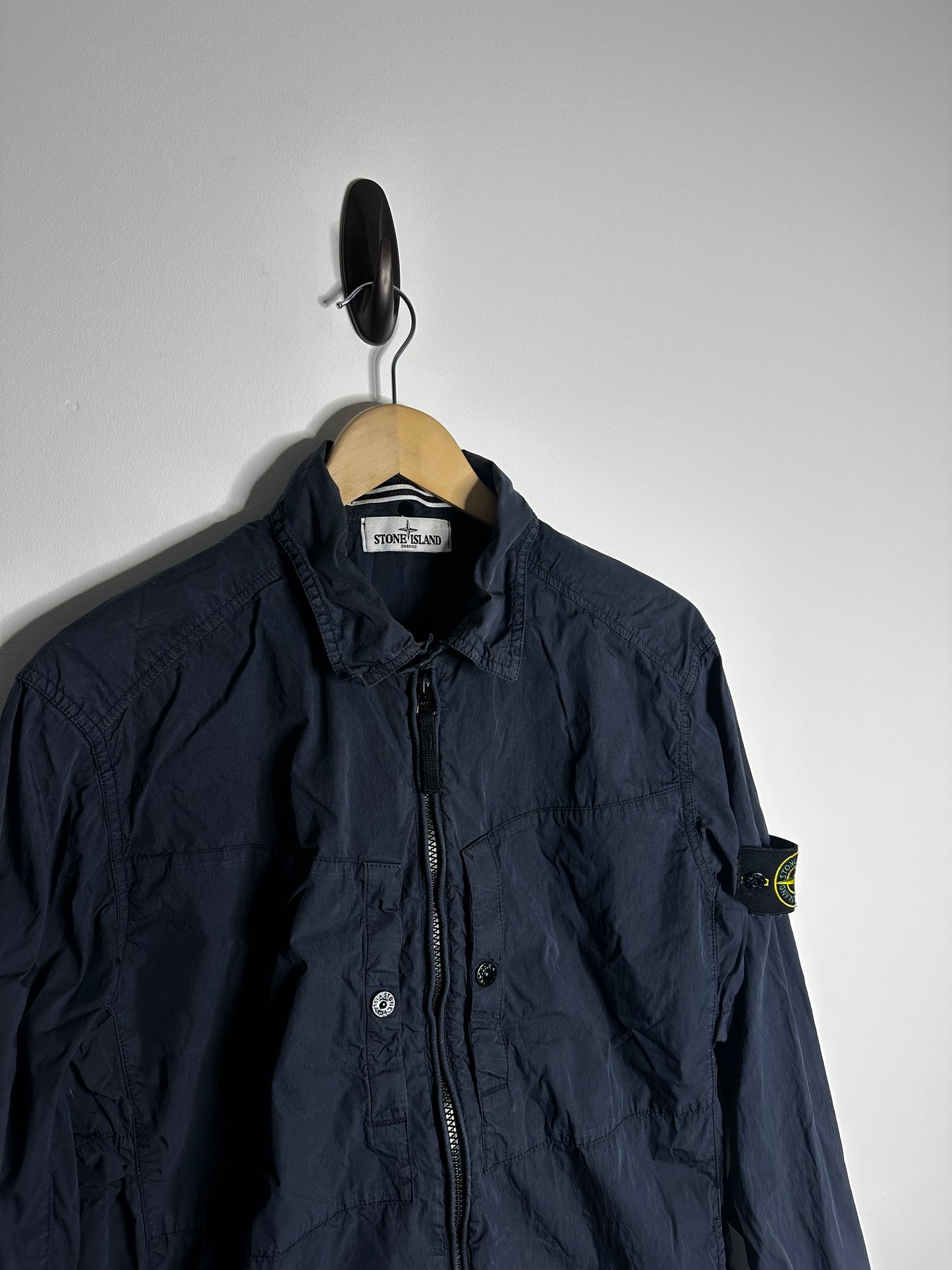 Stone Island Navy Garment Dyed Overshirt - Large