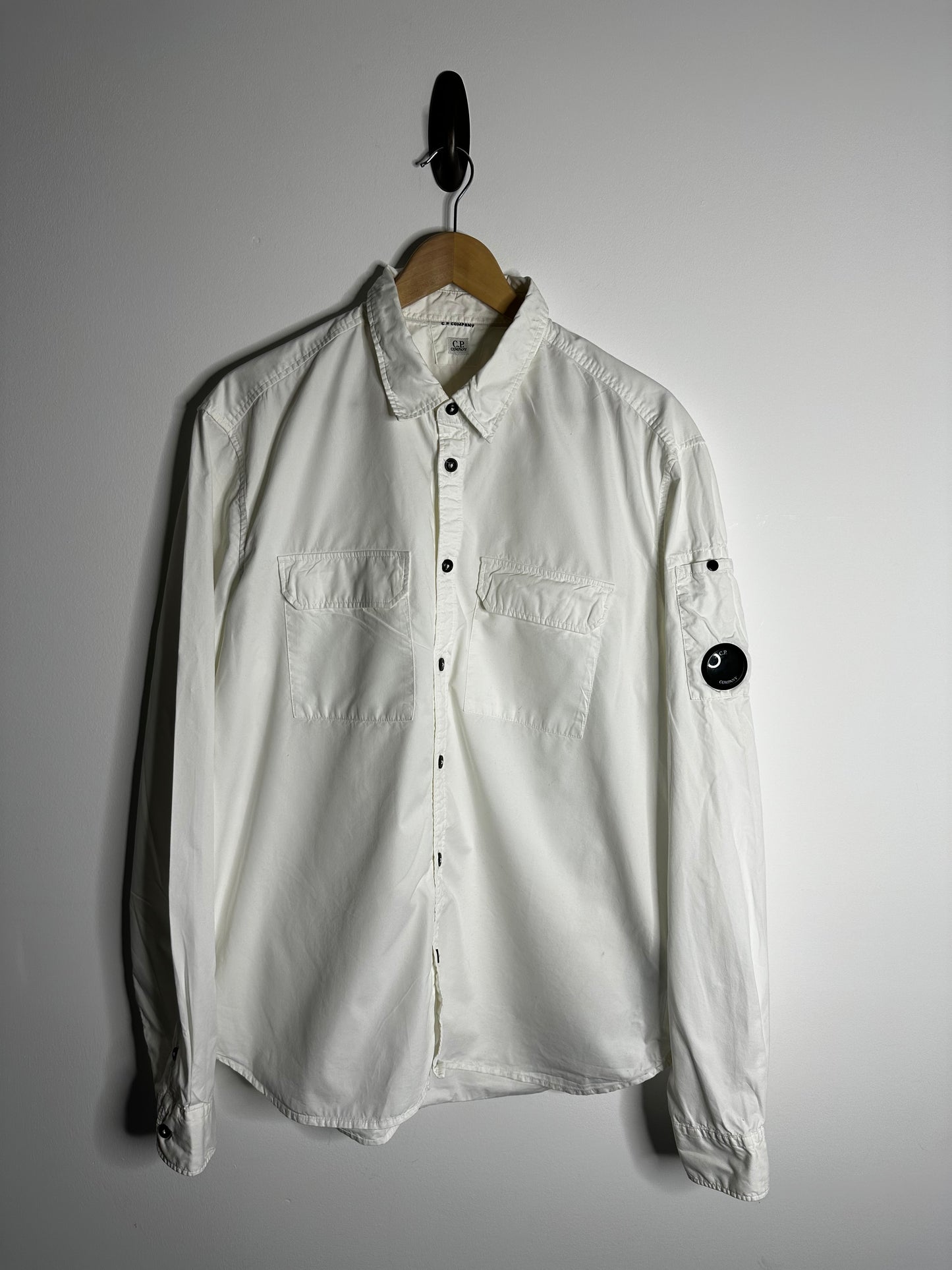 C.P. Company White Button Fasten Overshirt - XXL