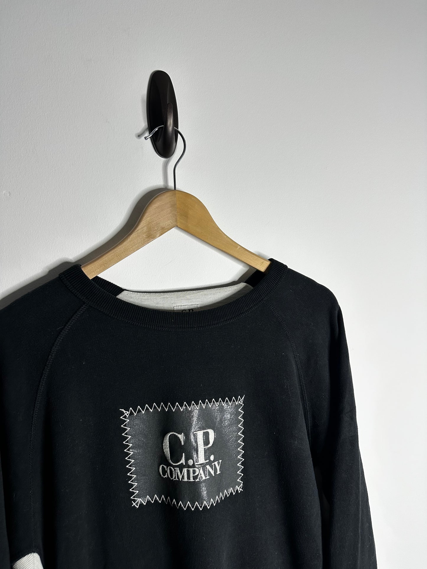 C.P. Company Black & White Box Logo Sweatshirt - Extra Large