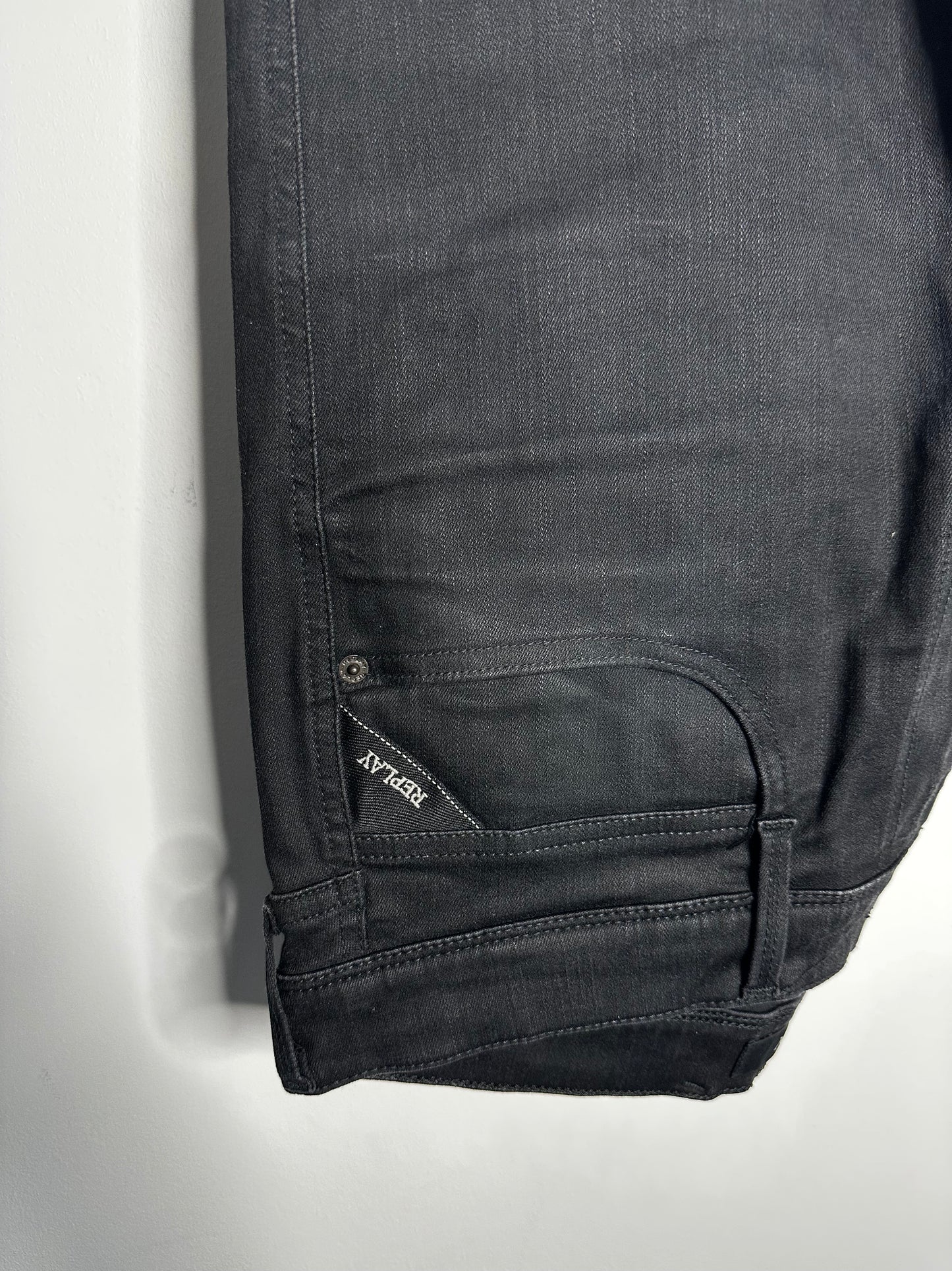 Replay Black Anbass Hyperflex Jeans - 36 Waist / 32 Leg