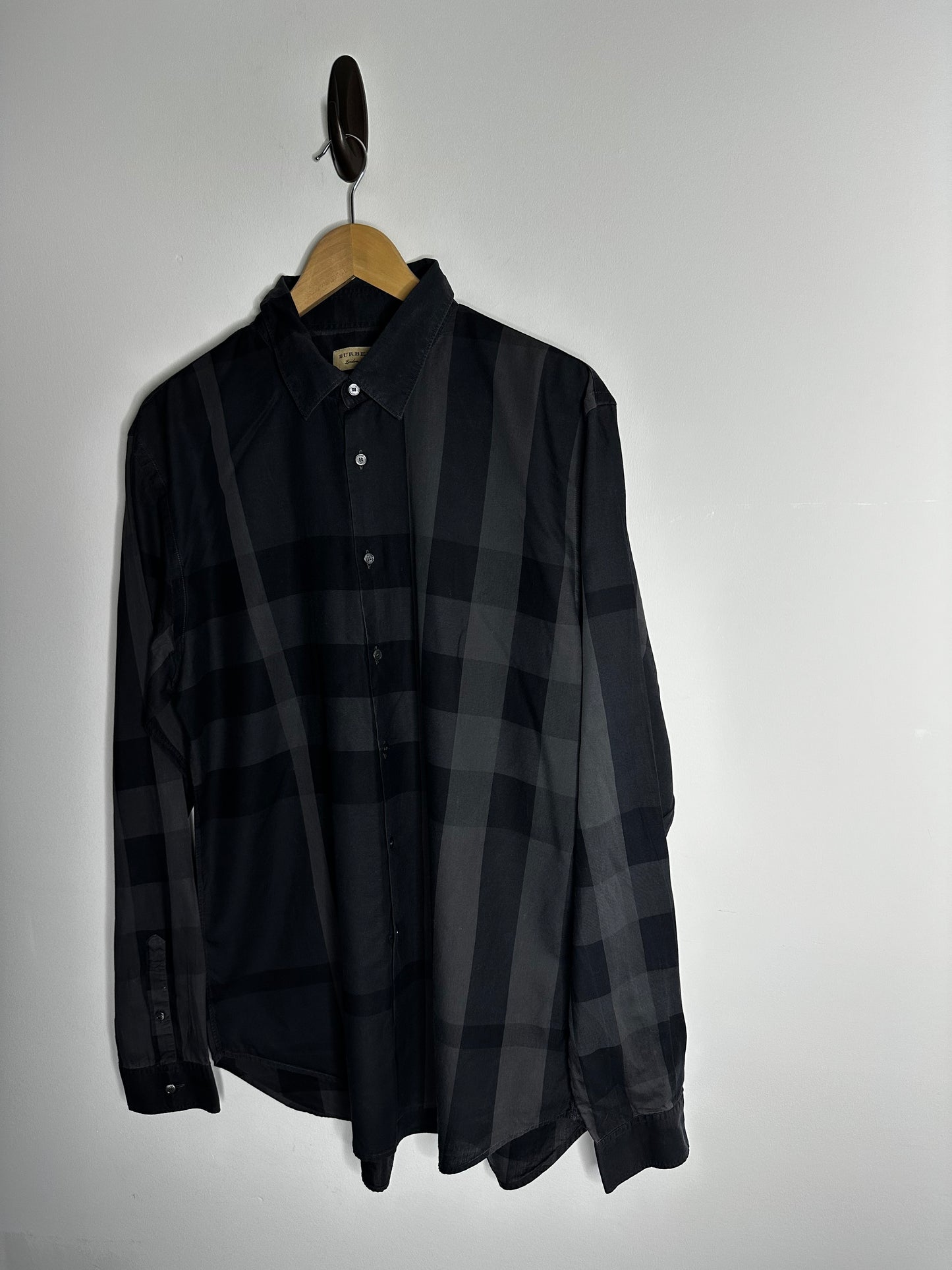Burberry Black Check Long Sleeve Shirt - XXL