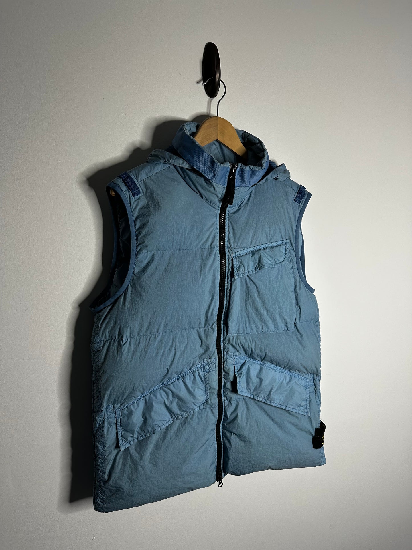 Stone Island Blue Crinkle Reps R-NY Down Gilet - Medium