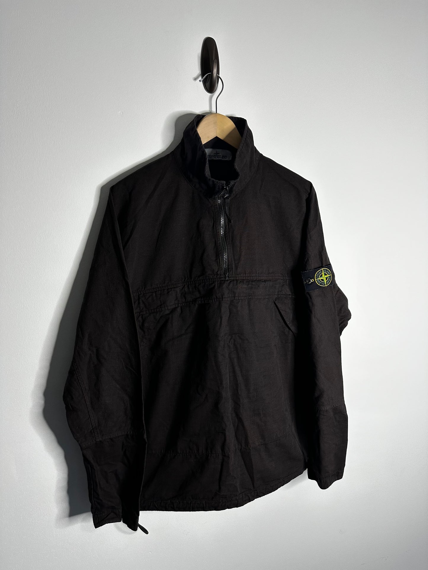 Stone Island Black Ripstop Pull Over Smock - Large