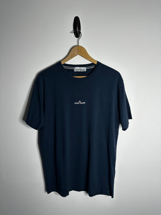 Stone Island Navy Graphic Print T - Shirt - Large