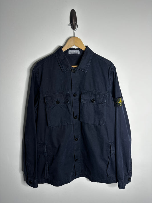 Stone Island Navy Old Treatment Multi Pocket Overshirt - Extra Large