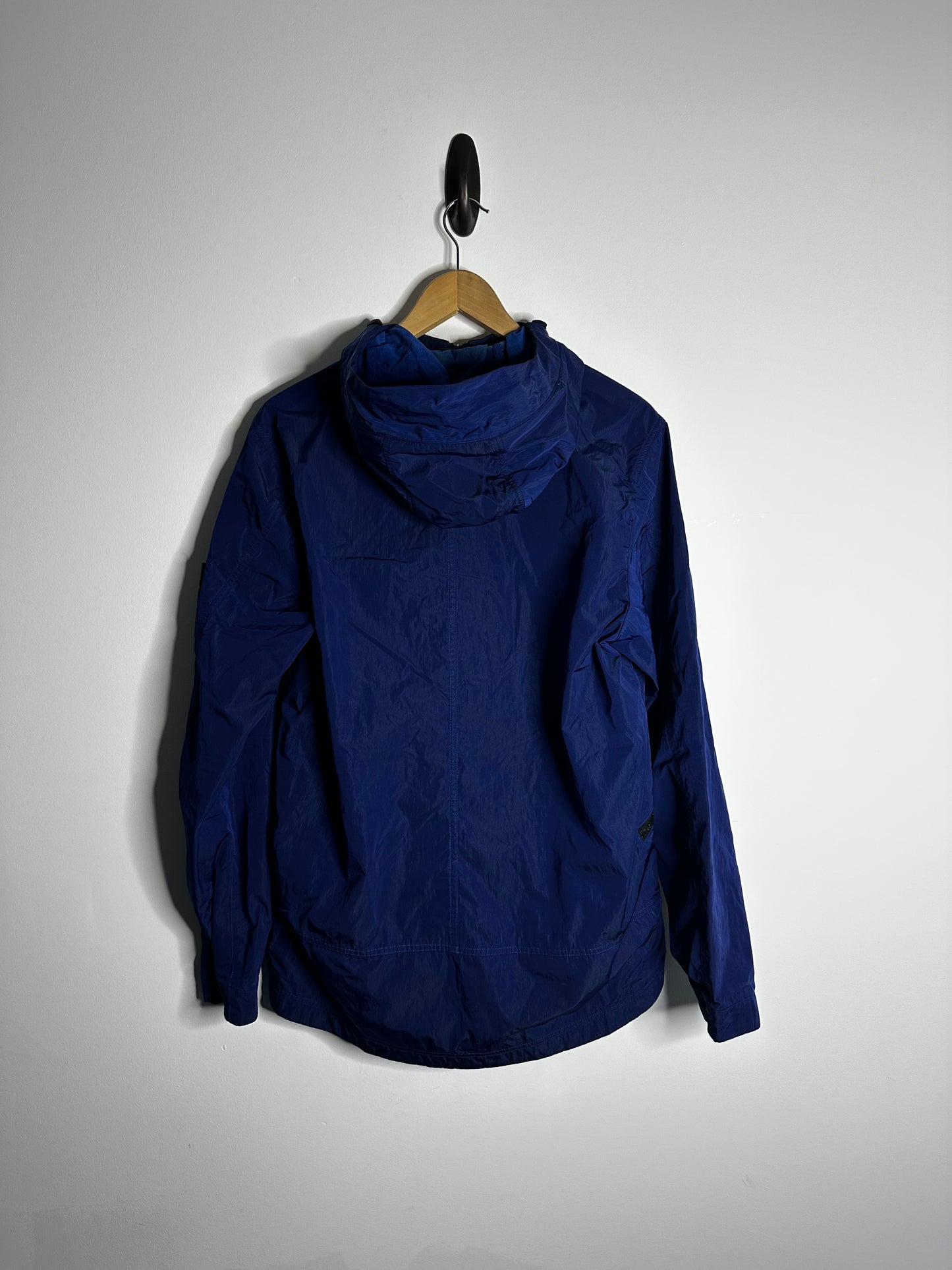 Stone Island Blue Nylon Metal Flock Hooded Jacket - Medium