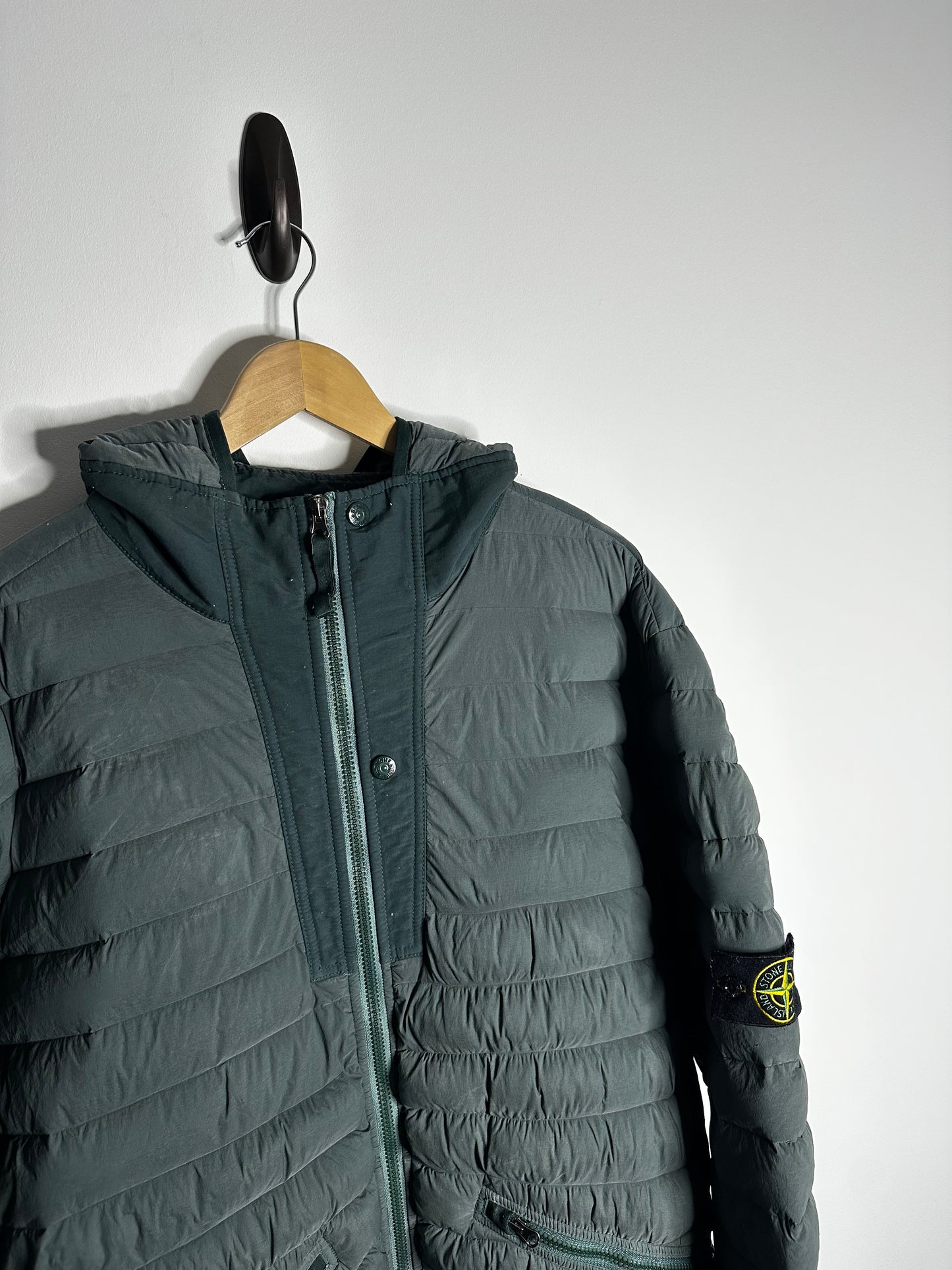 Stone Island Green Loom Woven Down Chambers Puffer Jacket - XXXL