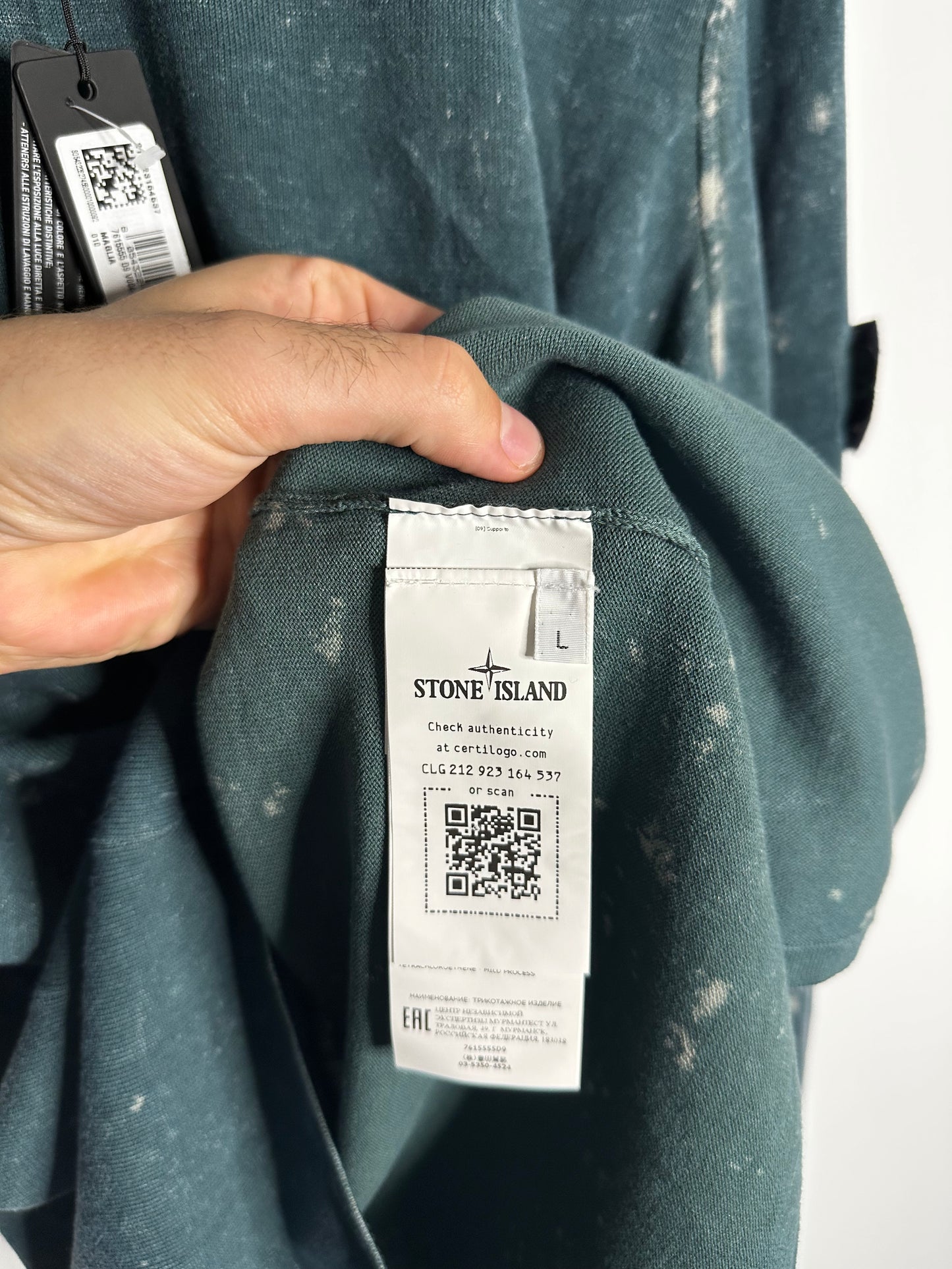Stone Island Teal Off Dye OVD Camo Jumper - Large