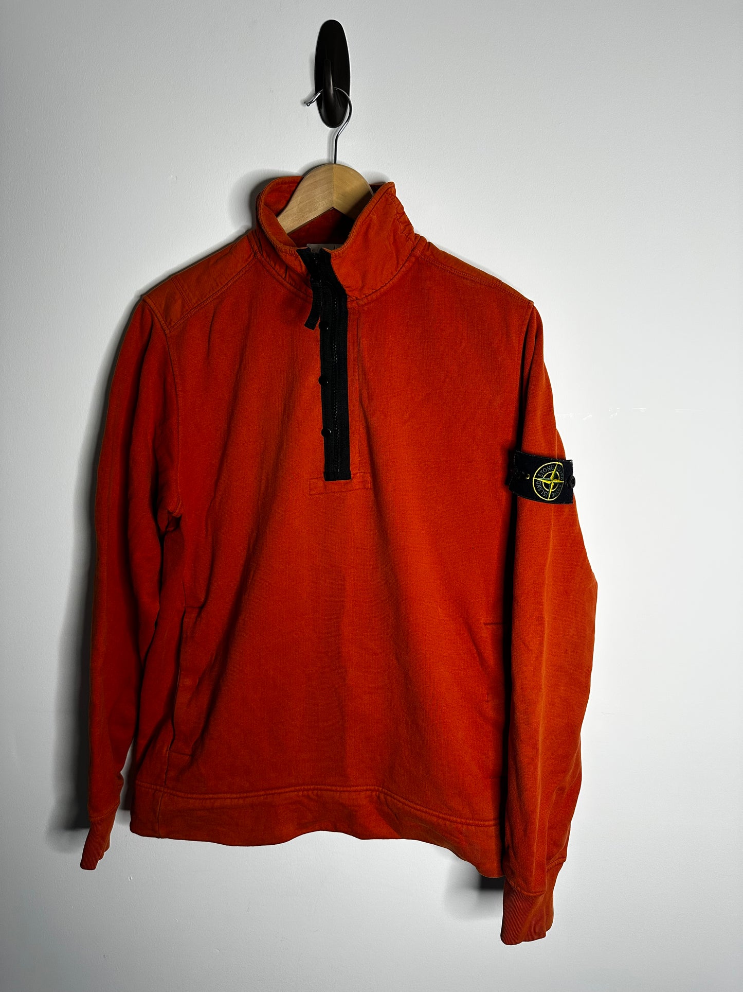 Stone Island Orange 1/4 Zip Jumper - Large