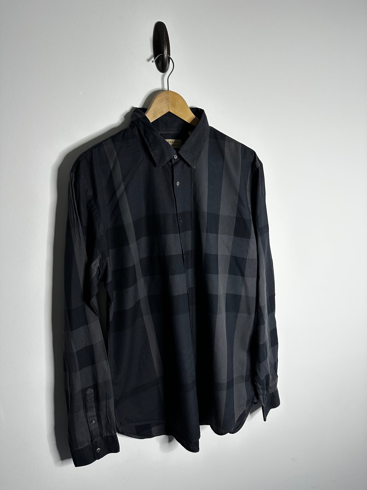 Burberry Black Check Long Sleeve Shirt - XXL