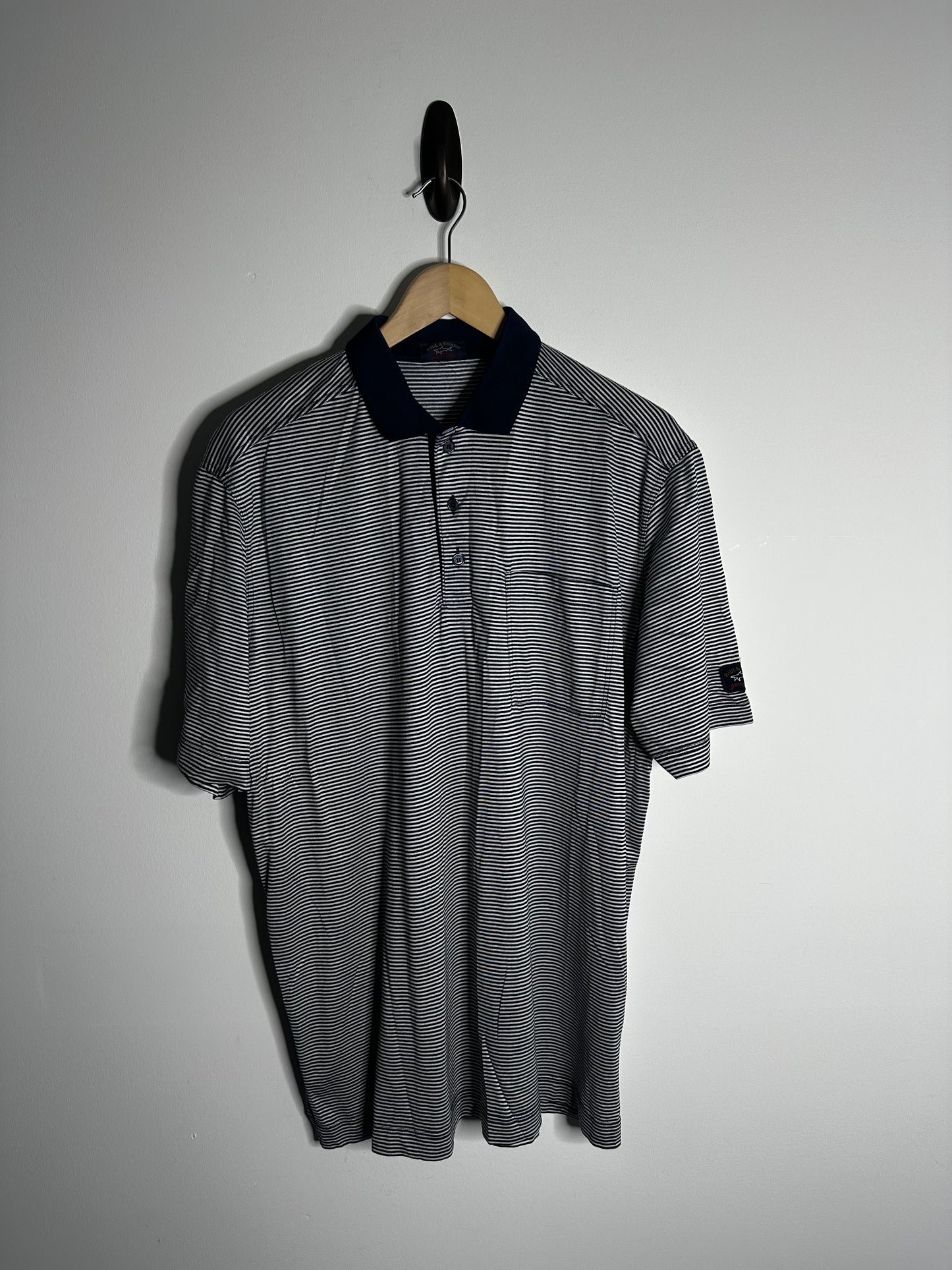 Paul & Shark Navy & White Striped Polo Shirt - Extra Large