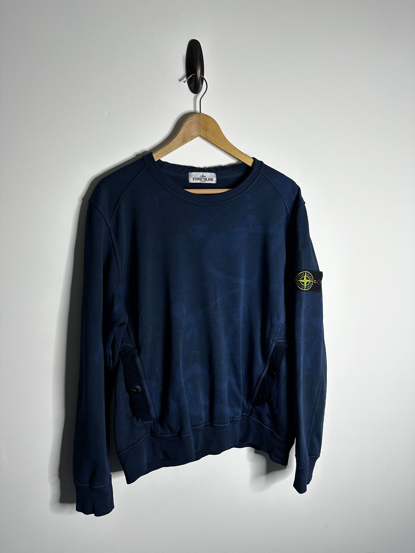 Stone Island Navy Print Crewneck Sweatshirt - Extra Large