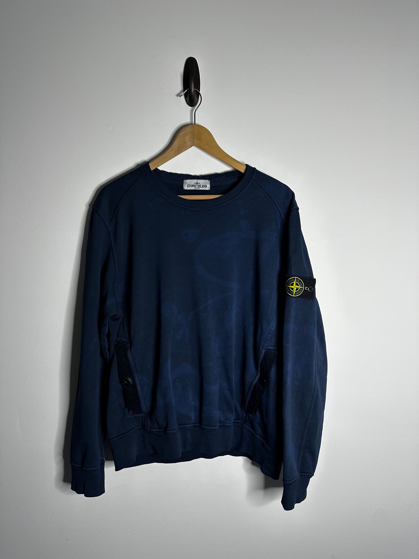 Stone Island Navy Print Crewneck Sweatshirt - Extra Large