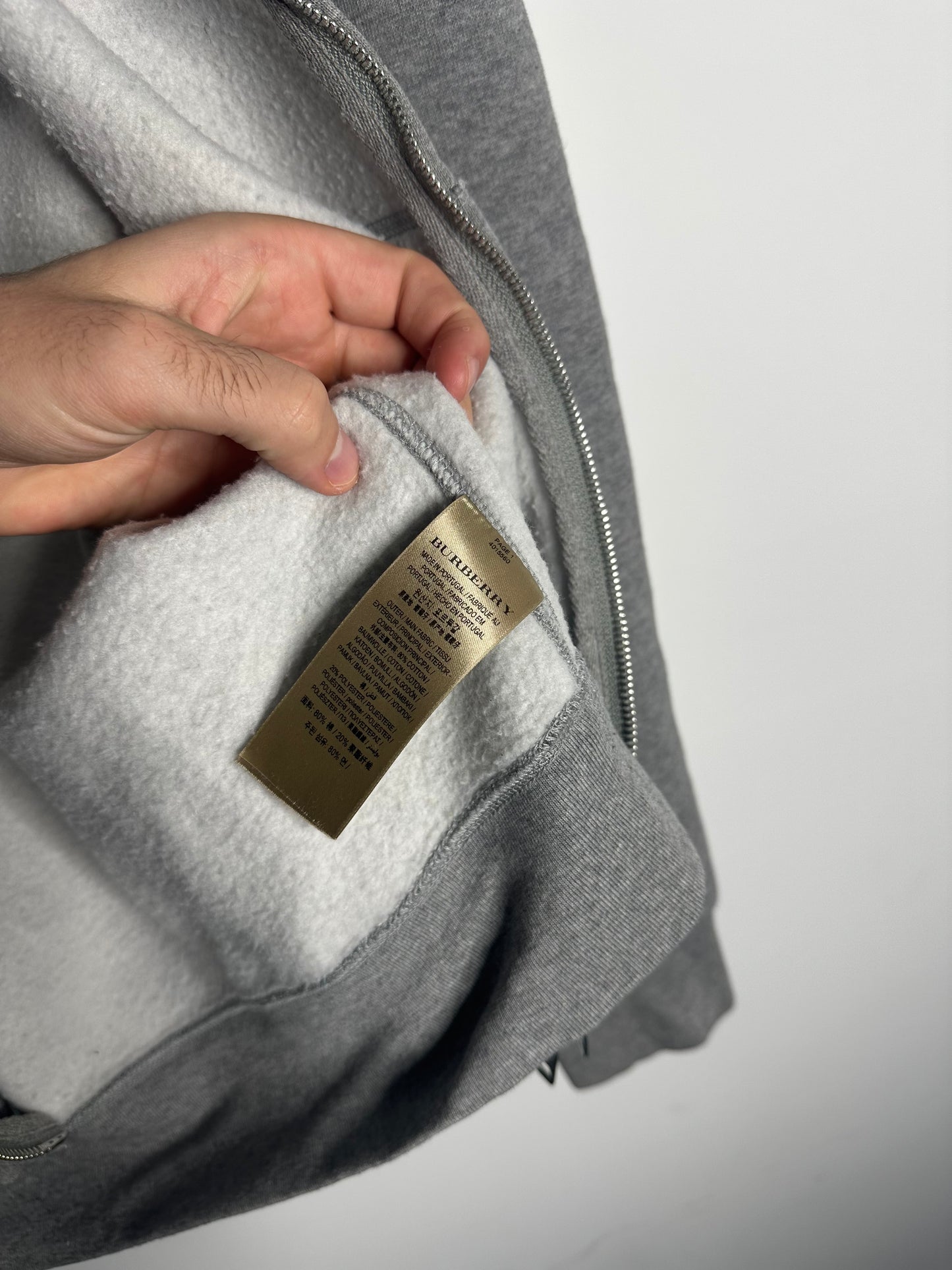 Burberry Grey Full Zip Nova Check Hood Hoodie - Extra Large