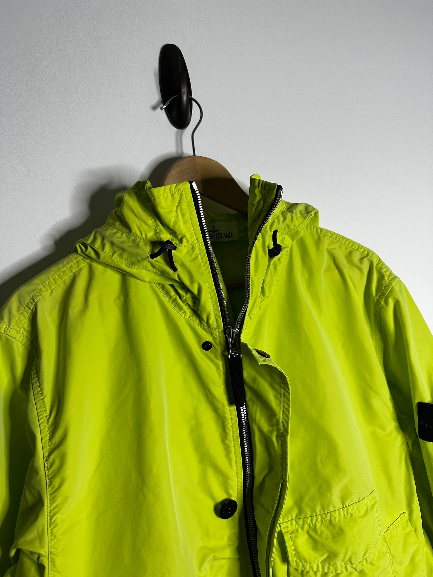 Stone Island Lime Green Micro Reps Long Jacket - Extra Large