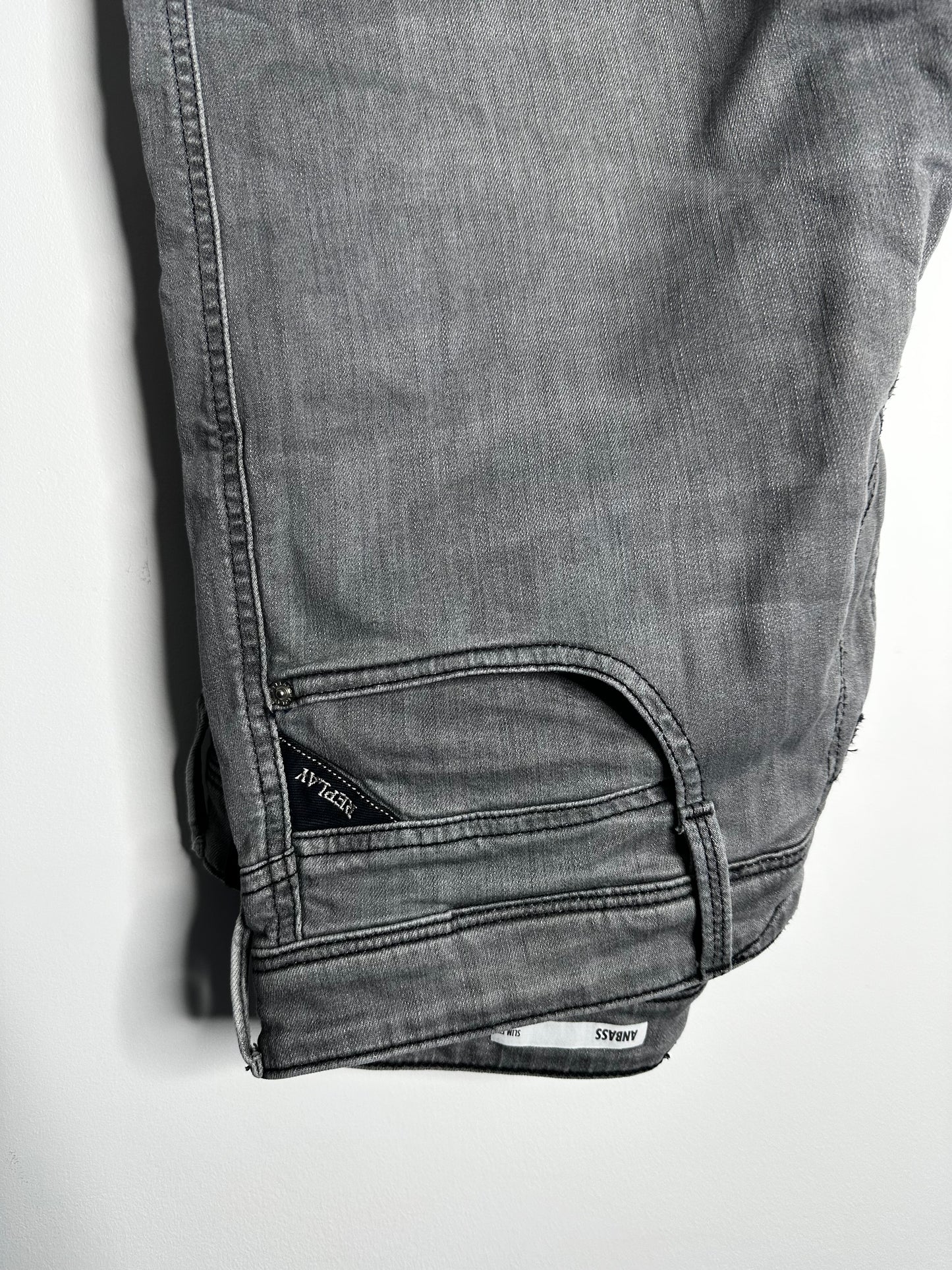 Replay Grey Anbass Hyperflex Jeans - 36 Waist / 32 Leg