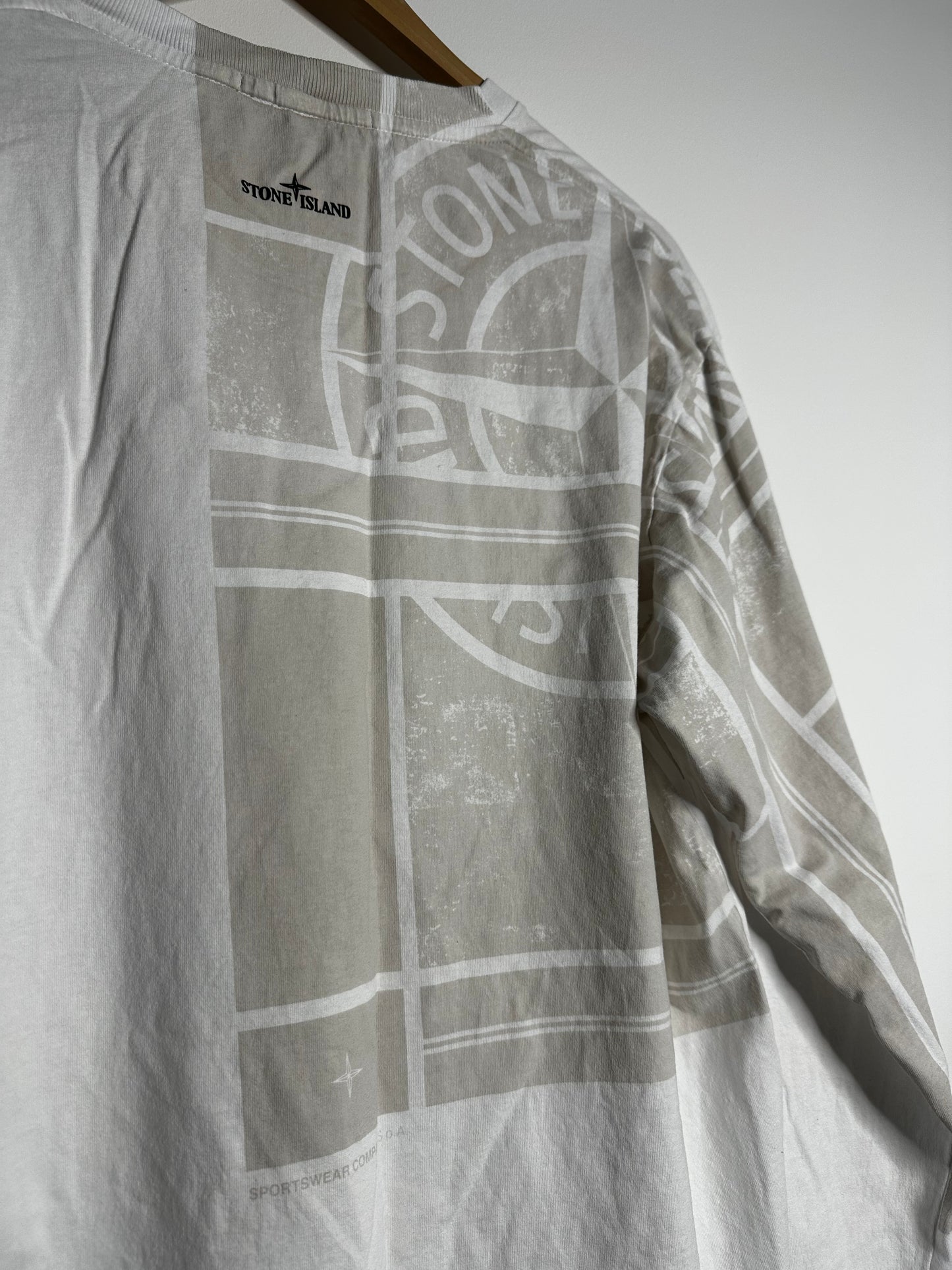 Stone Island White Graphic Print Long Sleeve T - Shirt - Extra Large
