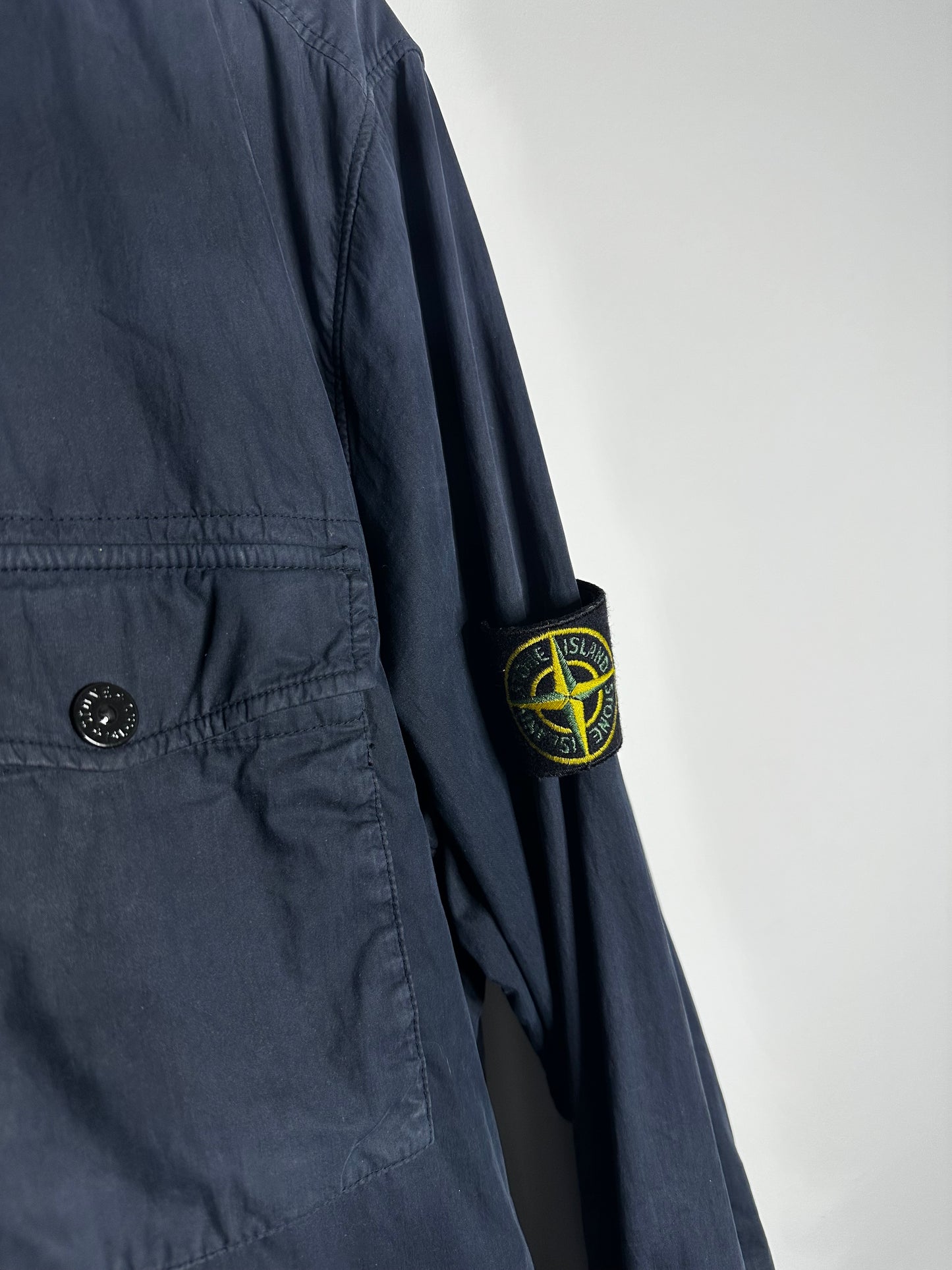 Stone Island Navy Brushed Cotton Overshirt - Large