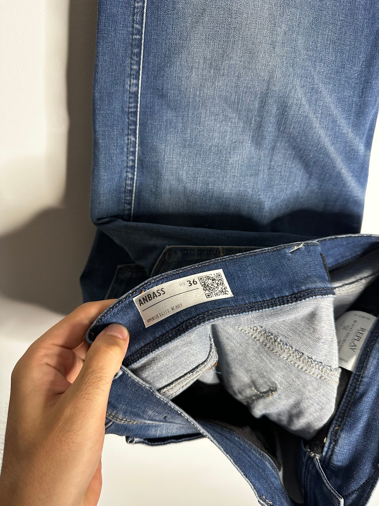 Replay Blue Anbass Hyperflex Jeans - 36 Waist / 32 Leg
