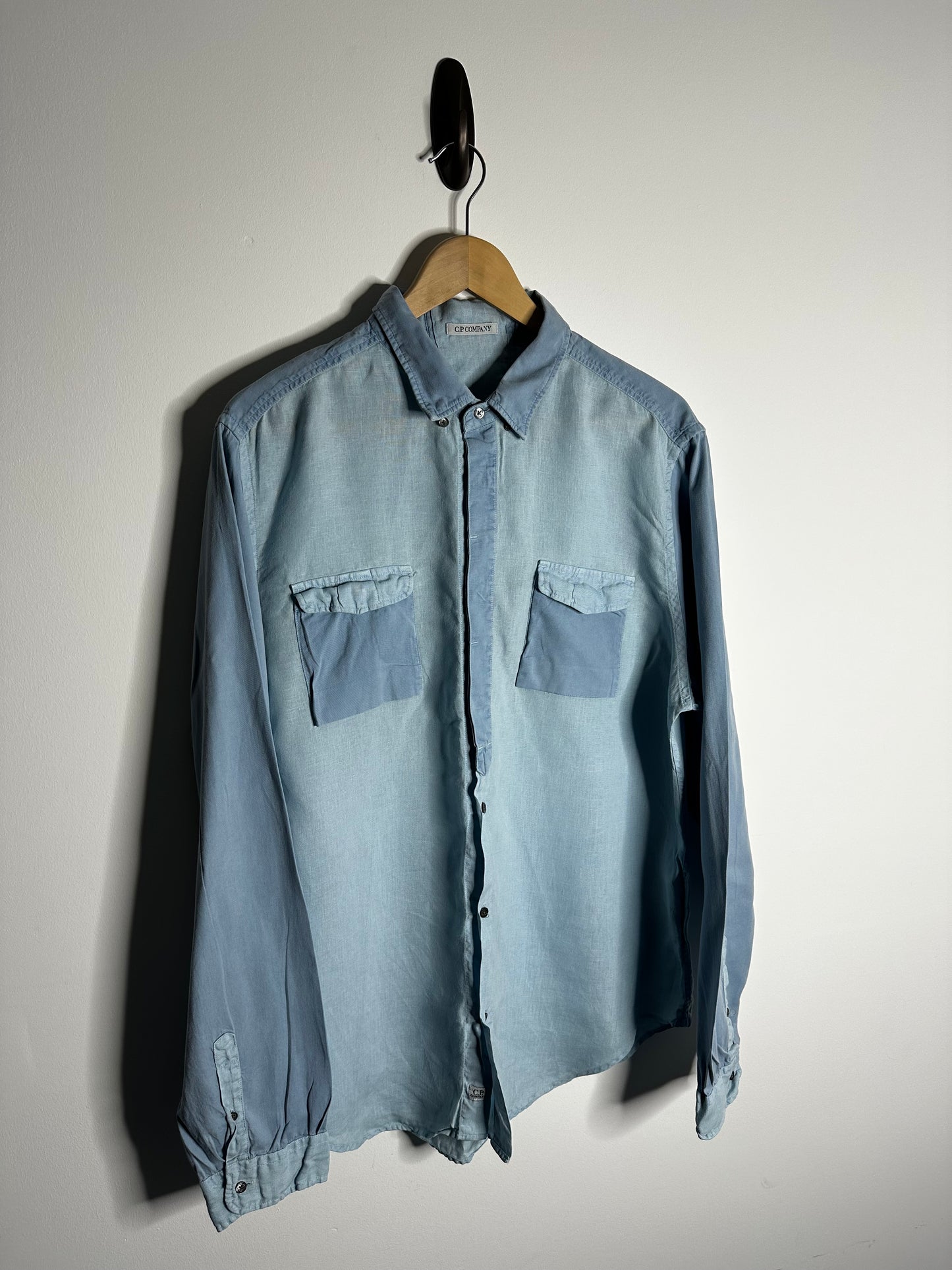 C.P. Company Blue Linen Long Sleeve Shirt - XXL