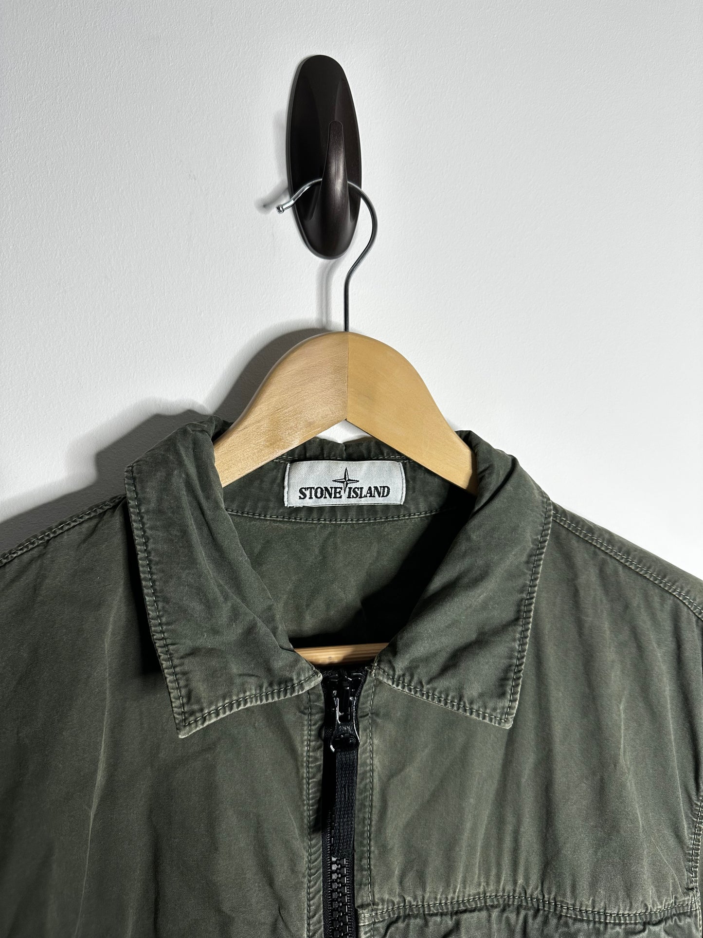 Stone Island Khaki Garment Dyed Overshirt - Large