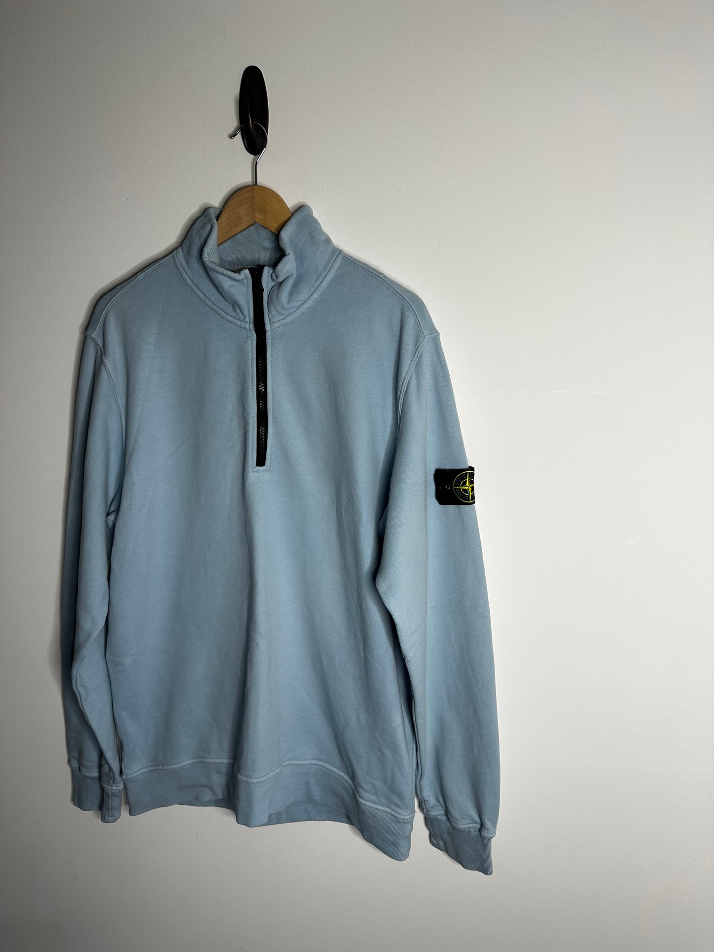 Stone Island Light Blue Quarter Zip Sweatshirt - Extra Large