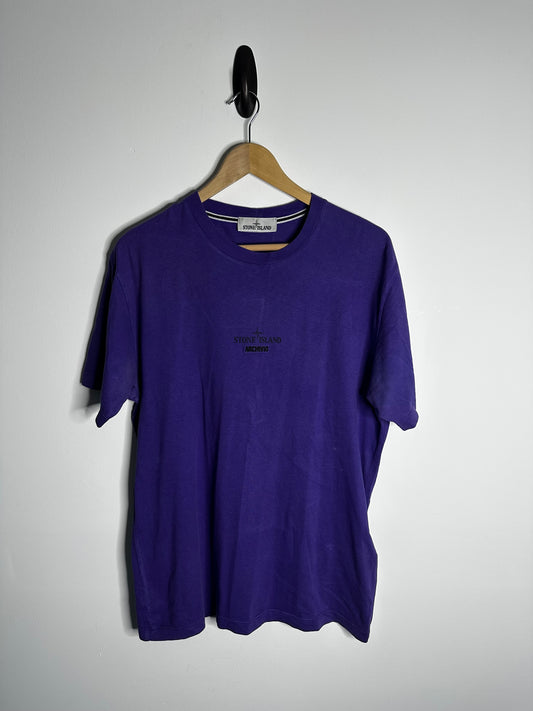 Stone Island Purple Archivio Raso Gommato 40th Anniversary T - Shirt - Large