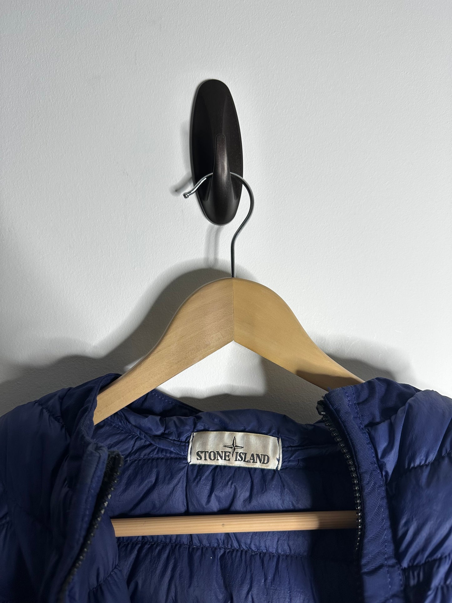 Stone Island Blue Garment Dyed Micro Yarn Down Hooded Jacket - Large