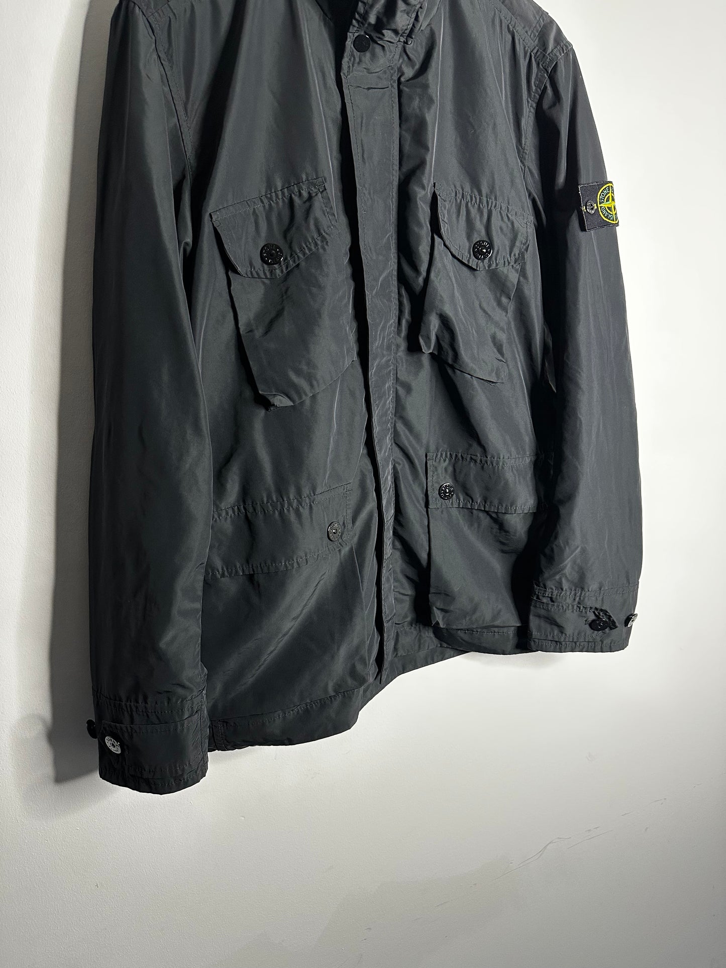 Stone Island Black Micro Reps Multi Pocket Field Jacket - Large