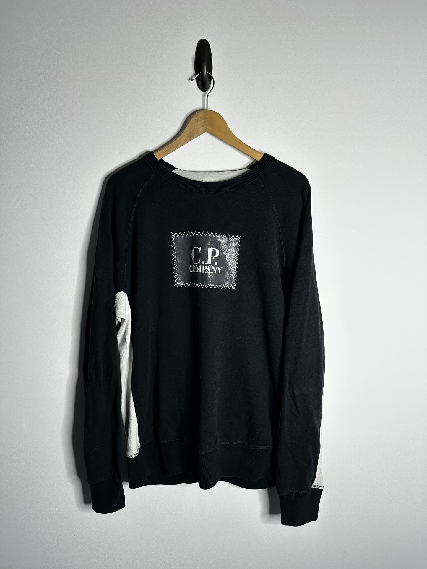 C.P. Company Black & White Box Logo Sweatshirt - Extra Large