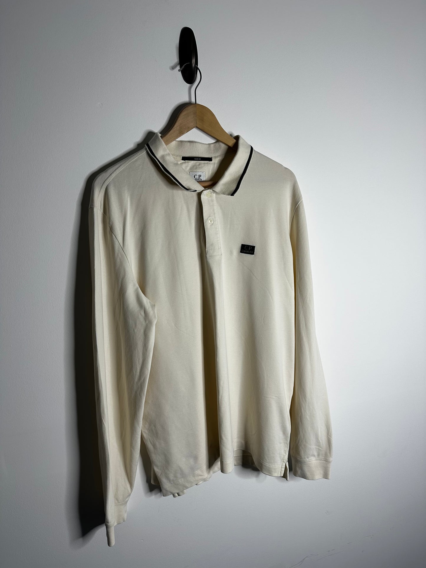 C.P. Company Cream Long Sleeve Polo Shirt - XXL