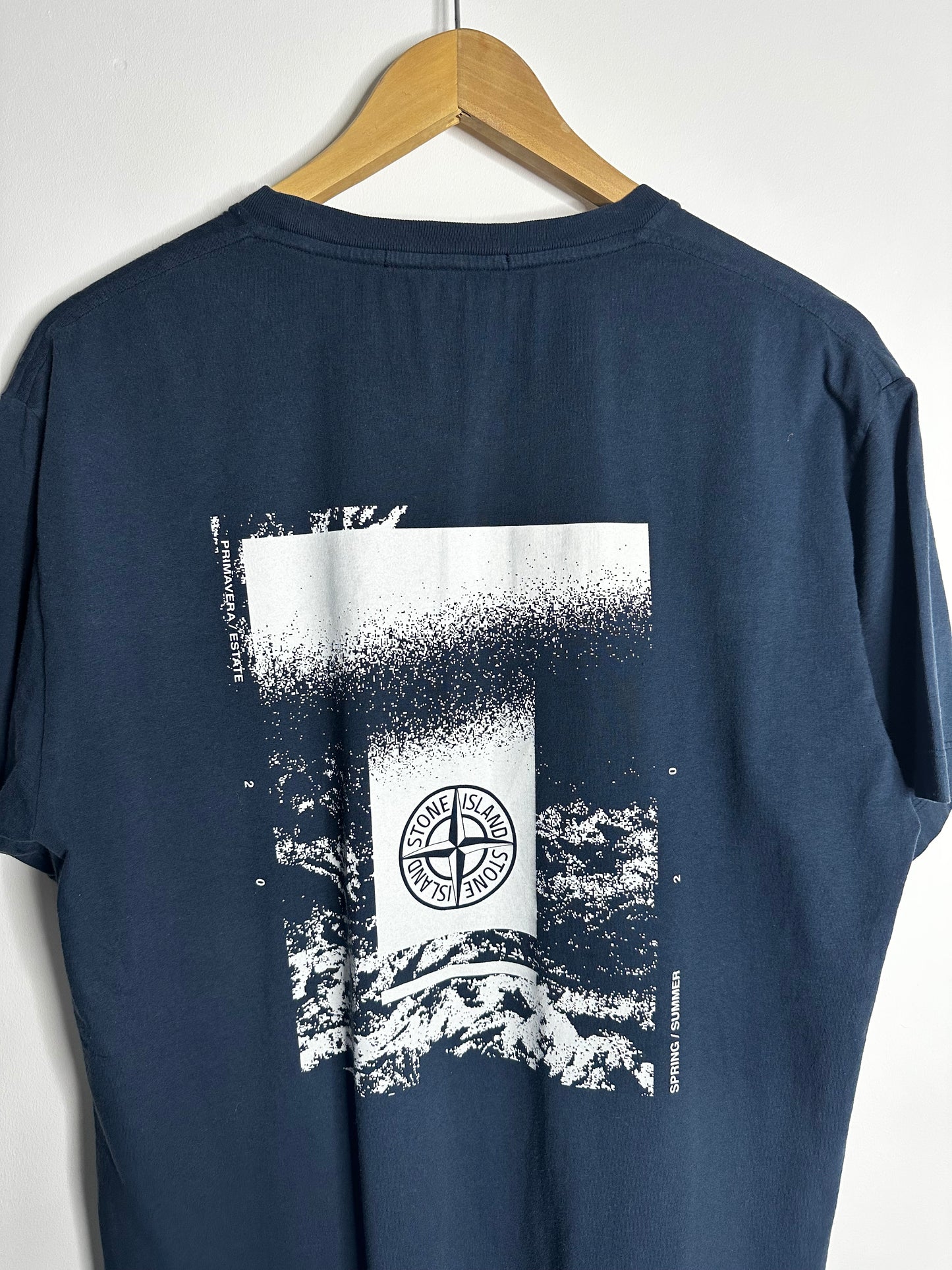 Stone Island Navy Graphic Print T - Shirt - Large
