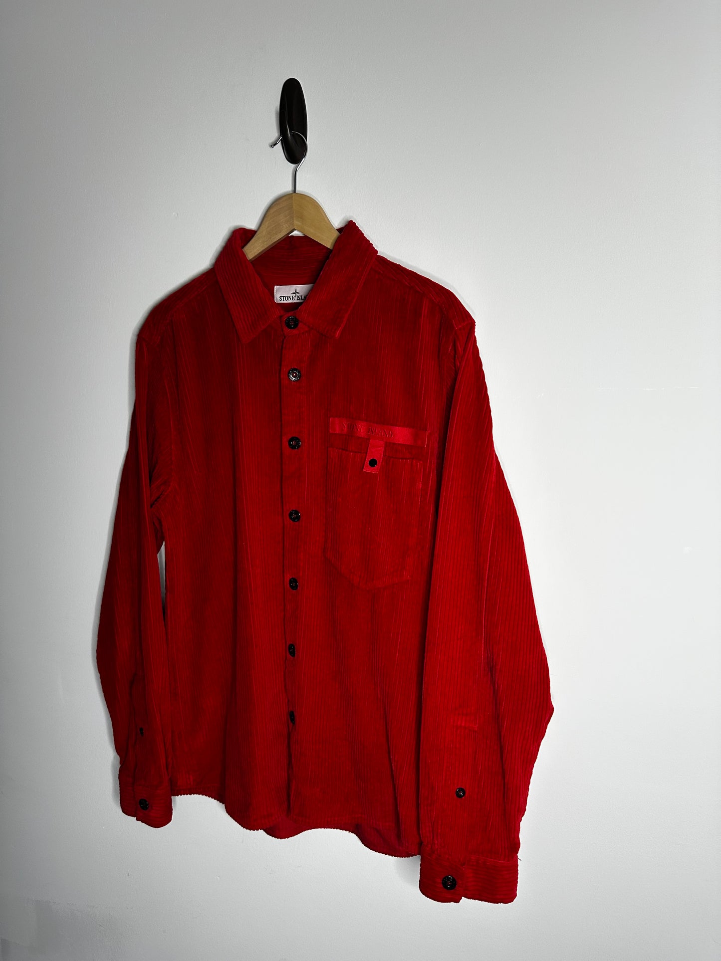 Stone Island Red Corduroy Overshirt - Large