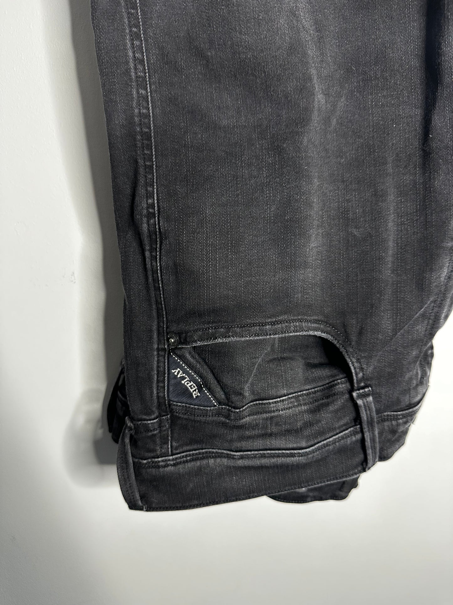 Replay Black Anbass Hyperflex Jeans - 36 Waist / 32 Leg