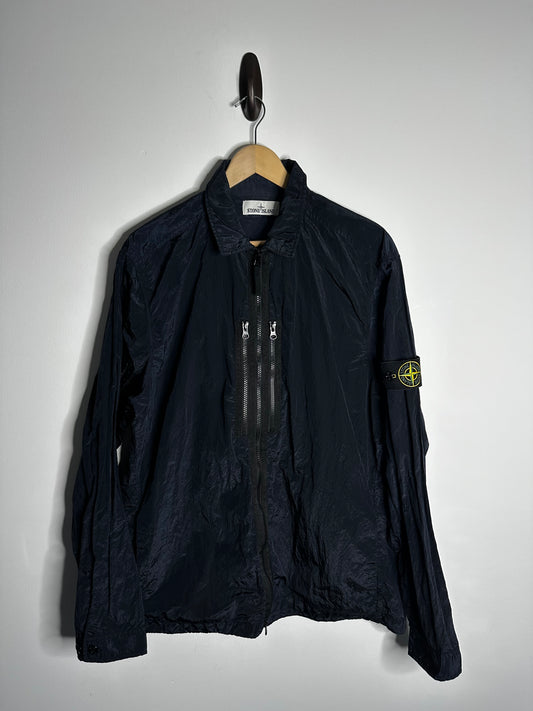 Stone Island Navy Nylon Metal Overshirt - Large