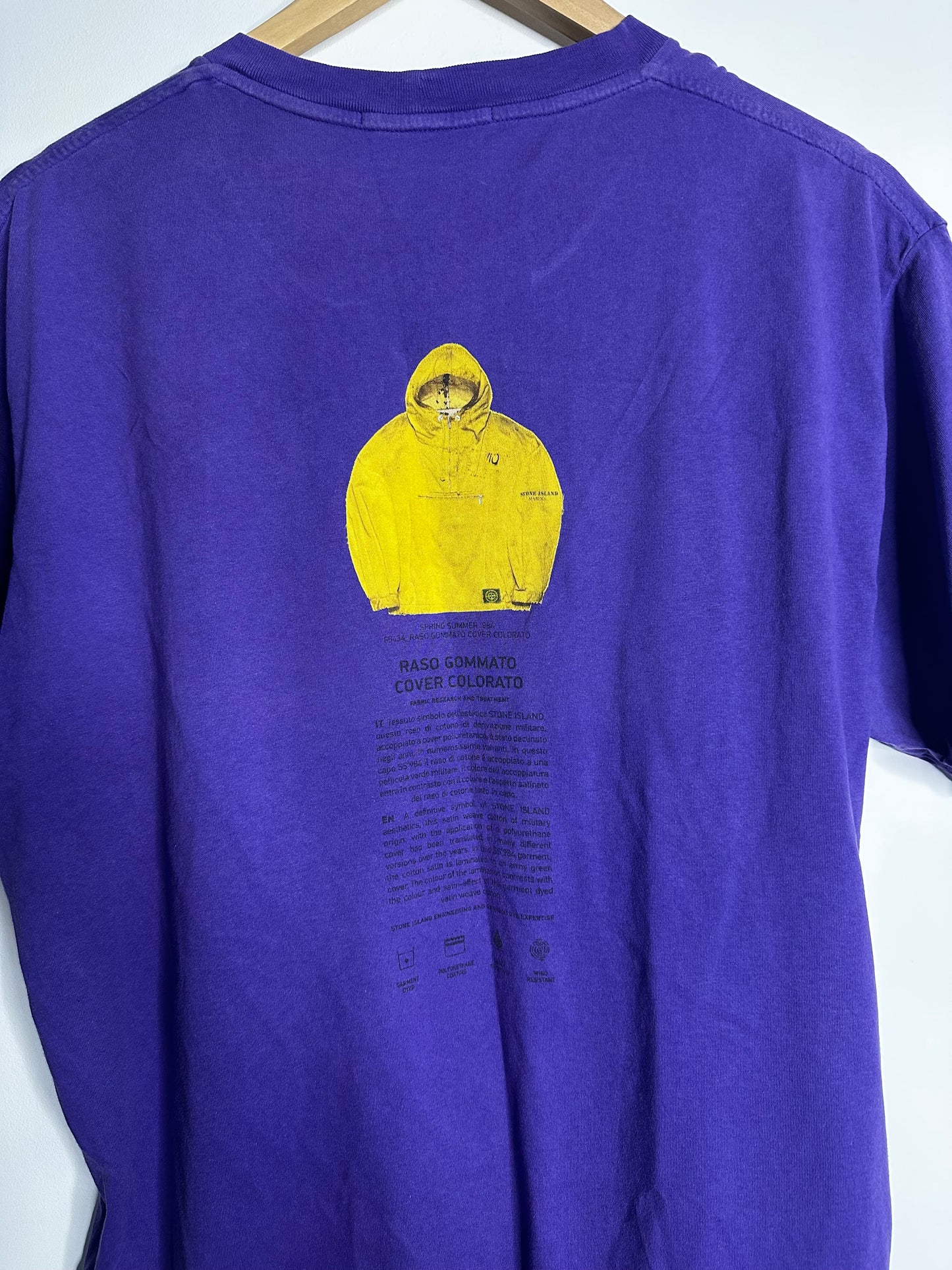 Stone Island Purple Archivio Raso Gommato 40th Anniversary T - Shirt - Large